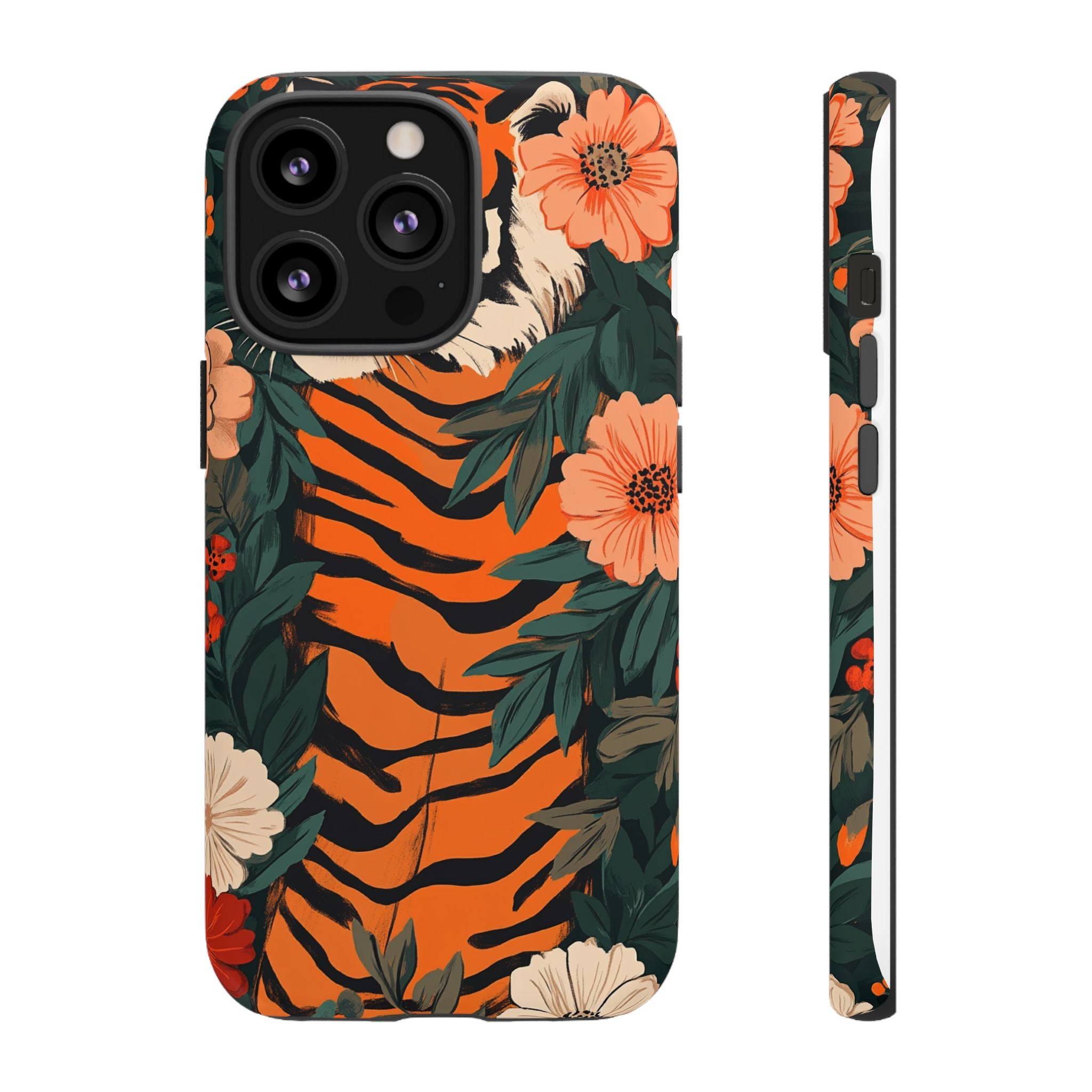 Tough Cases: Floral Tiger Phone Case