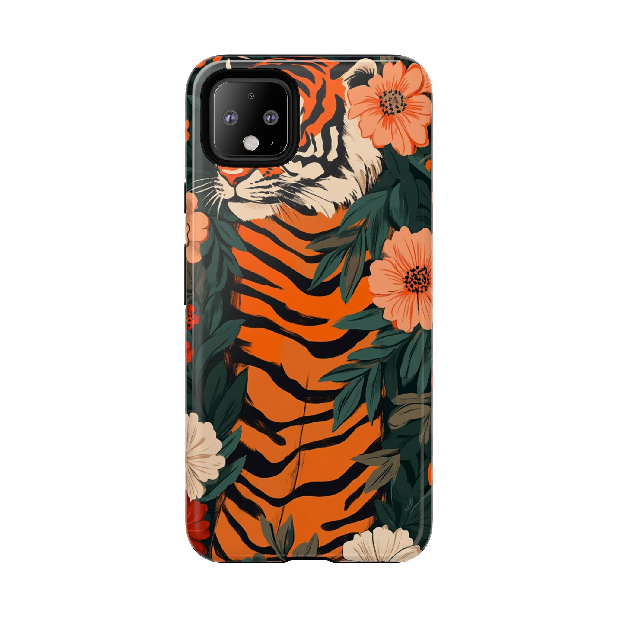 Tough Cases: Floral Tiger Phone Case