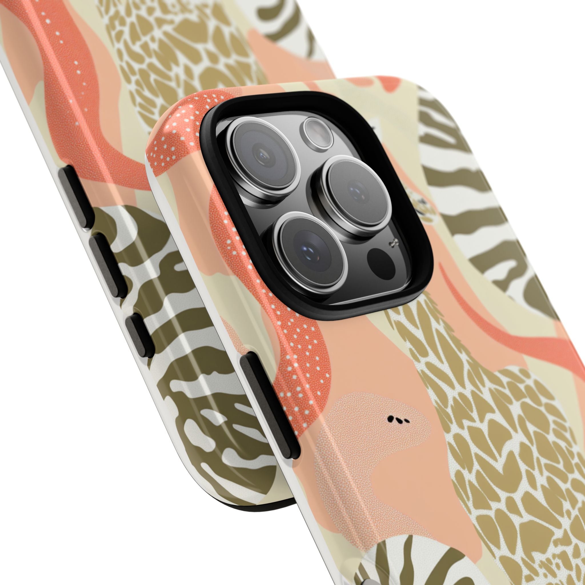 Stylish Phone Case with Giraffe and Abstract Design