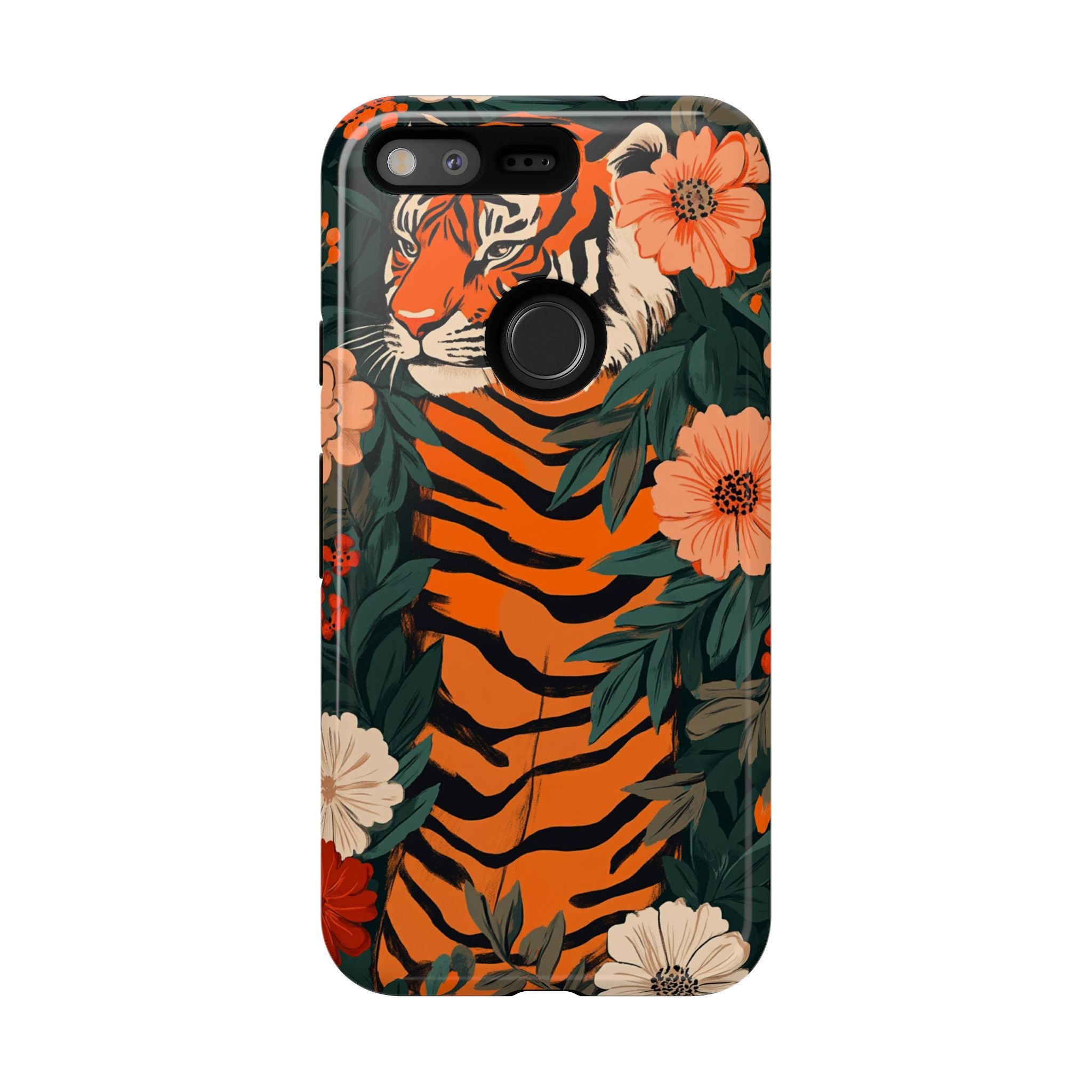 Tough Cases: Floral Tiger Phone Case