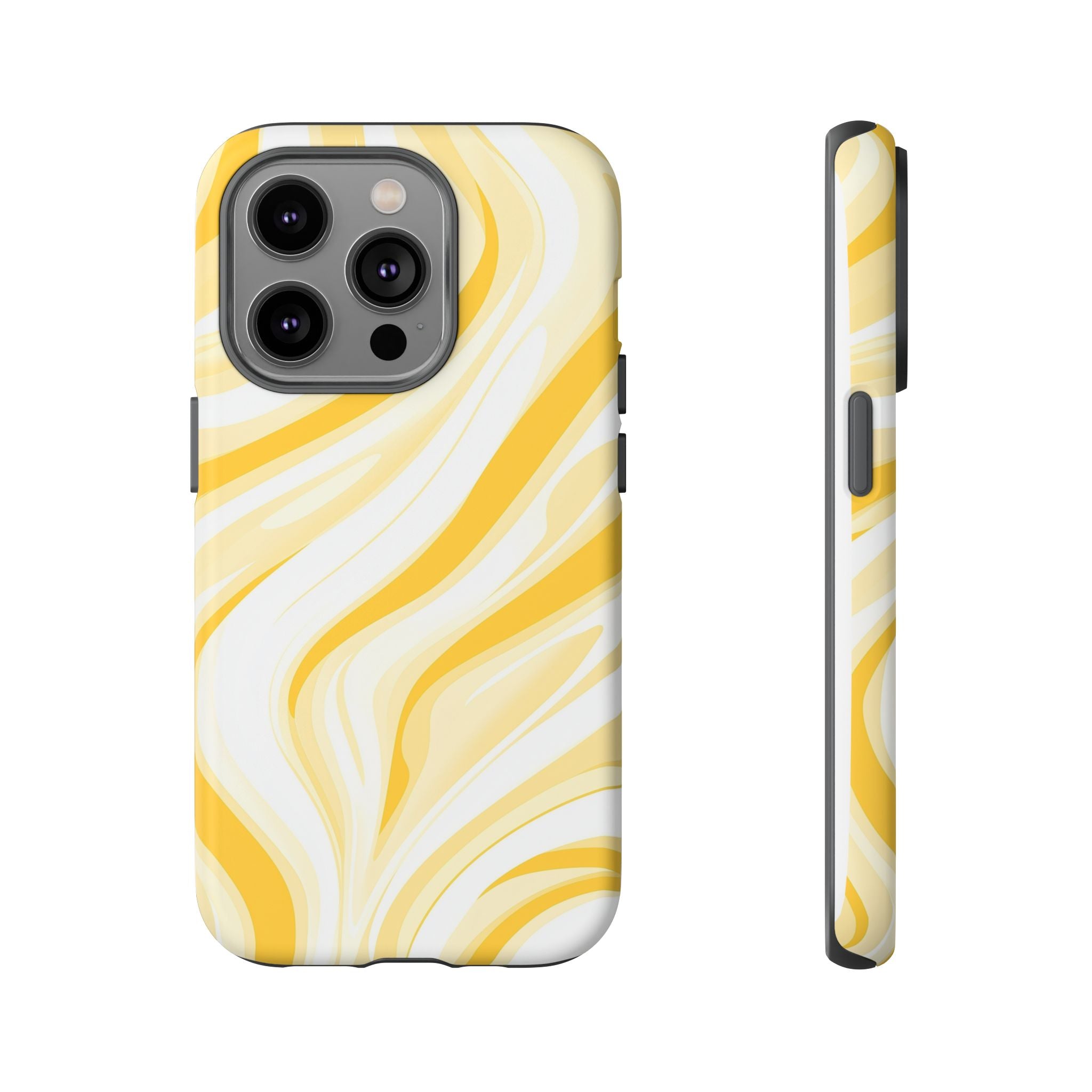 Stylish Phone Case with Yellow Marble Design