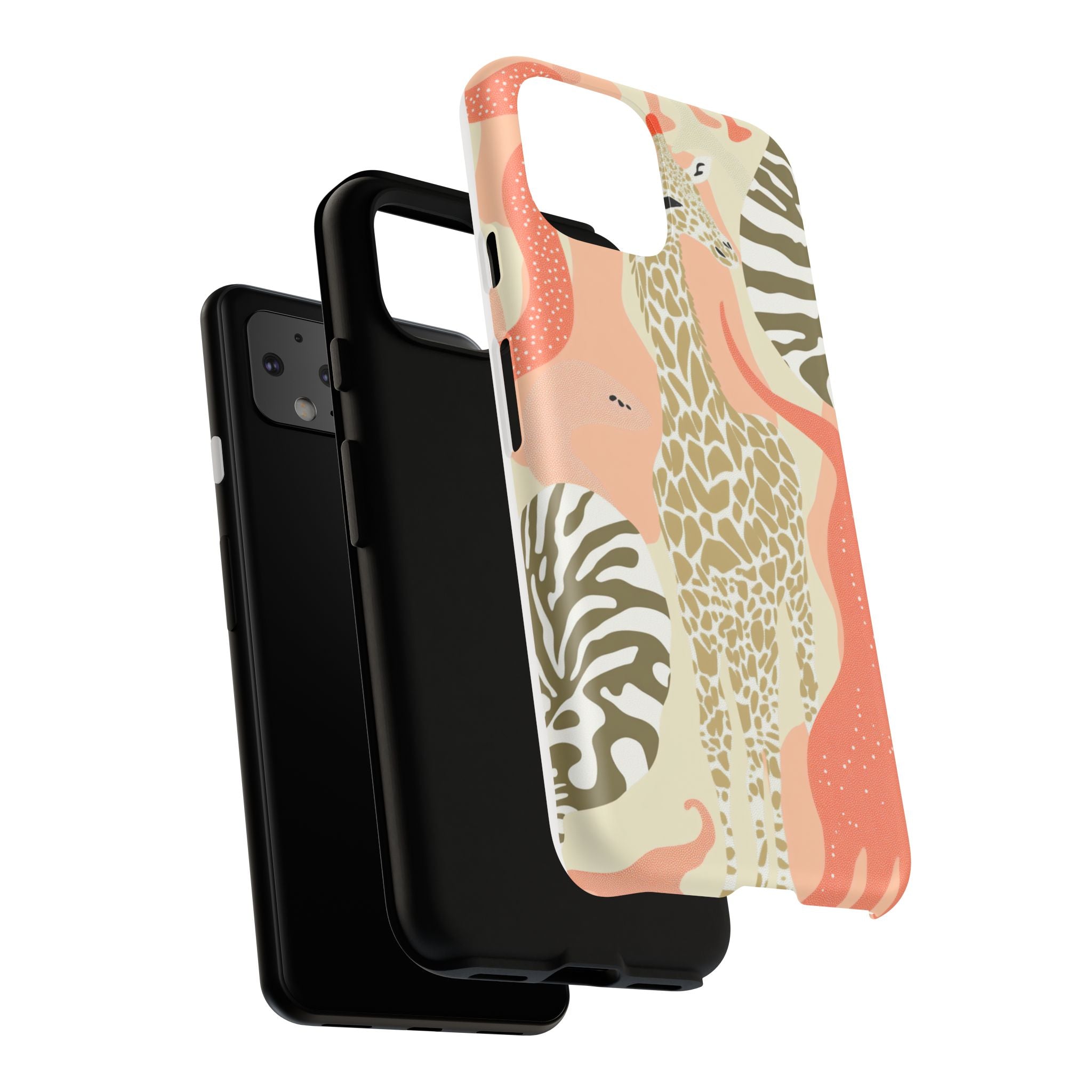 Stylish Phone Case with Giraffe and Abstract Design