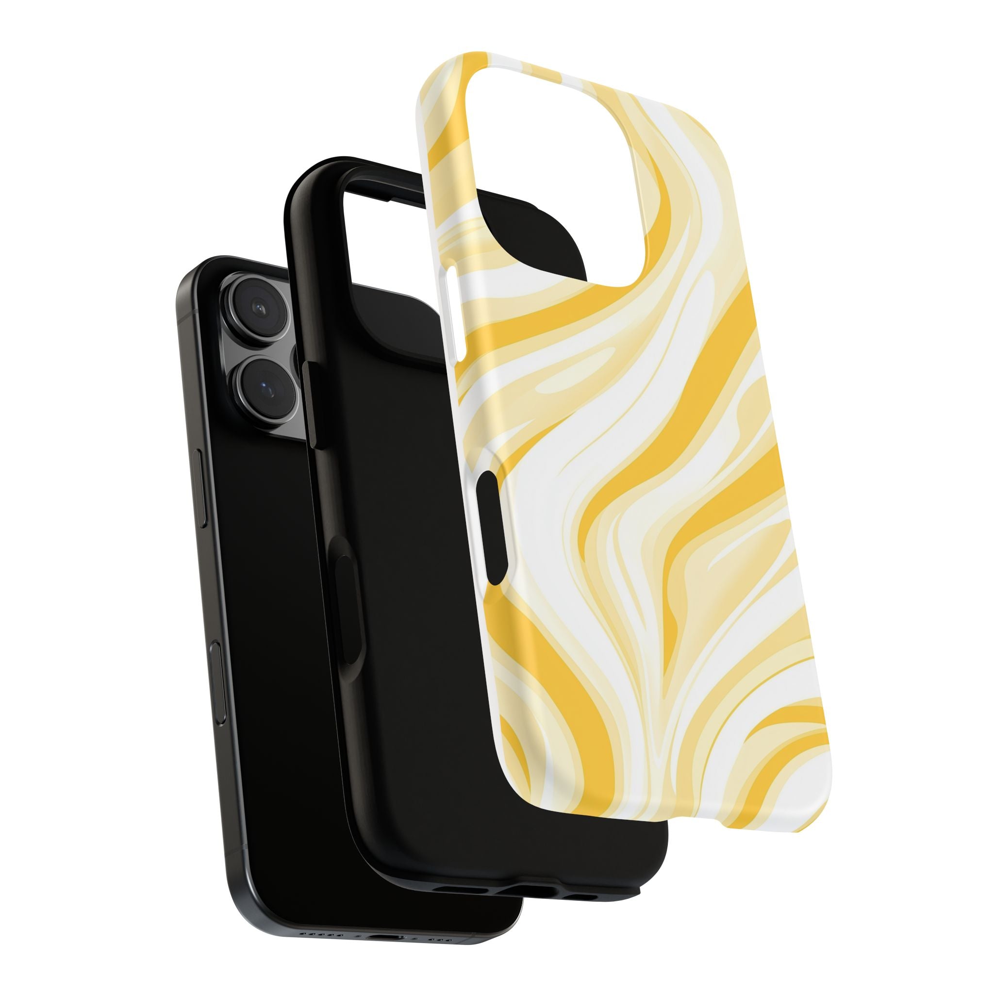Stylish Phone Case with Yellow Marble Design