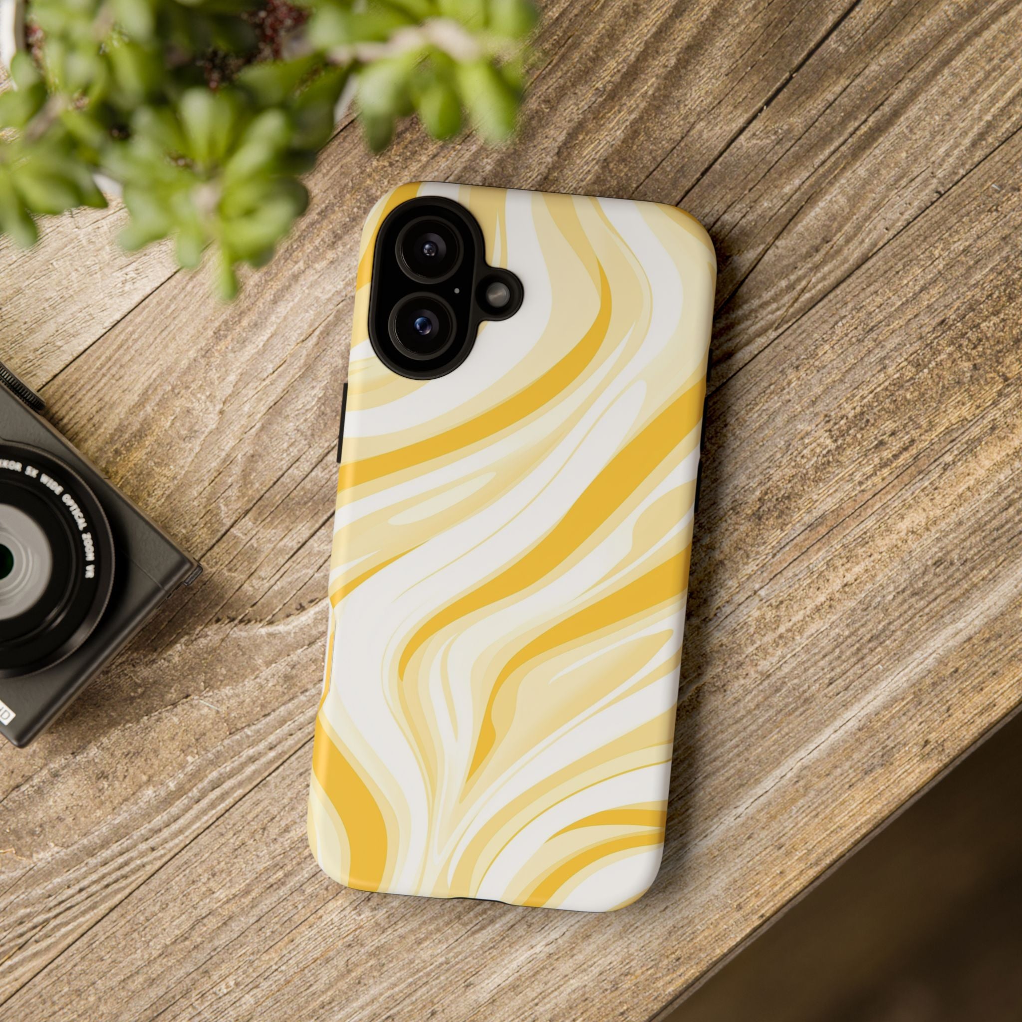 Stylish Phone Case with Yellow Marble Design