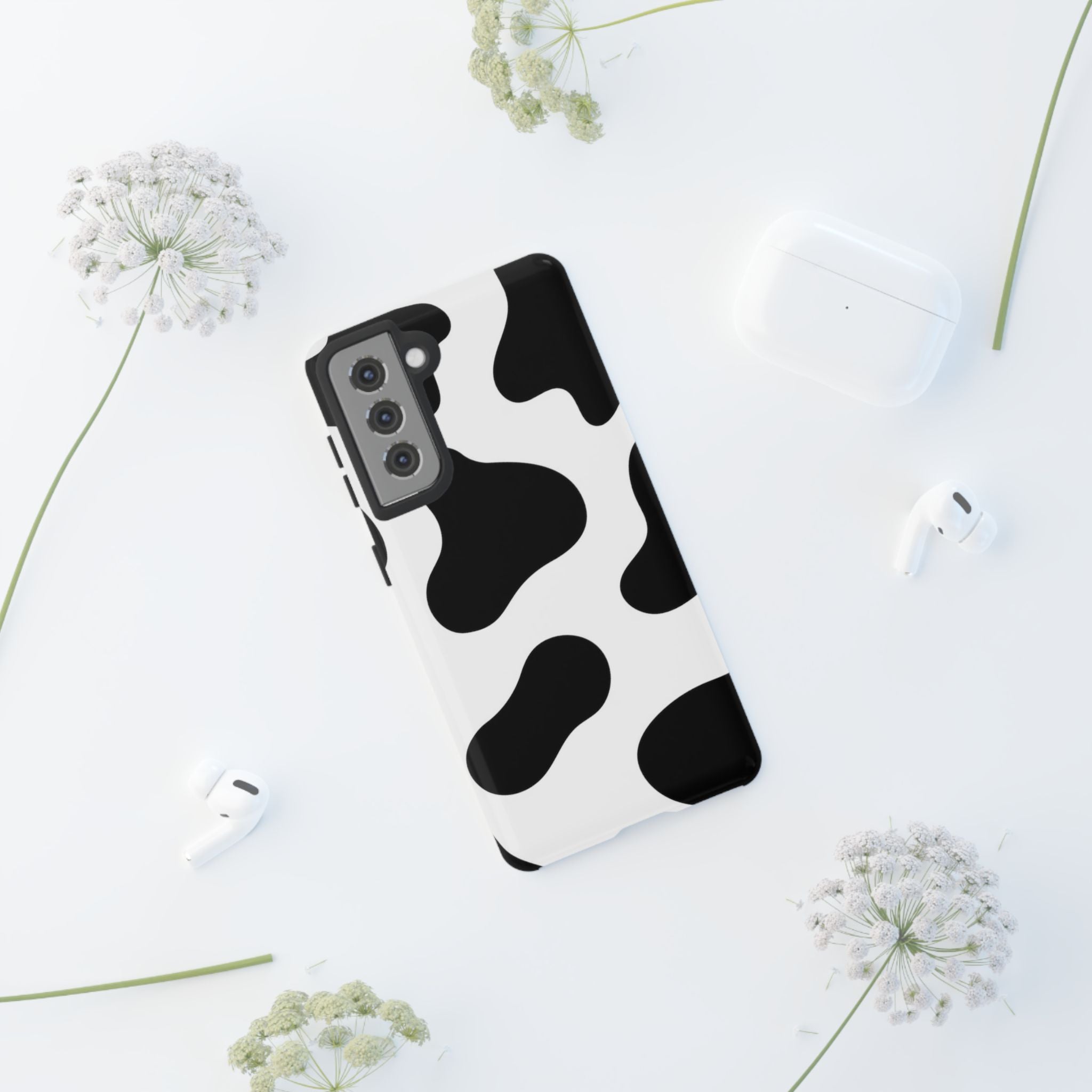 Black and White Cow Print Phone Case, Cute Tough Cases, Animal Print Case, Stylish Smartphone Accessories, Cow Lover Gift