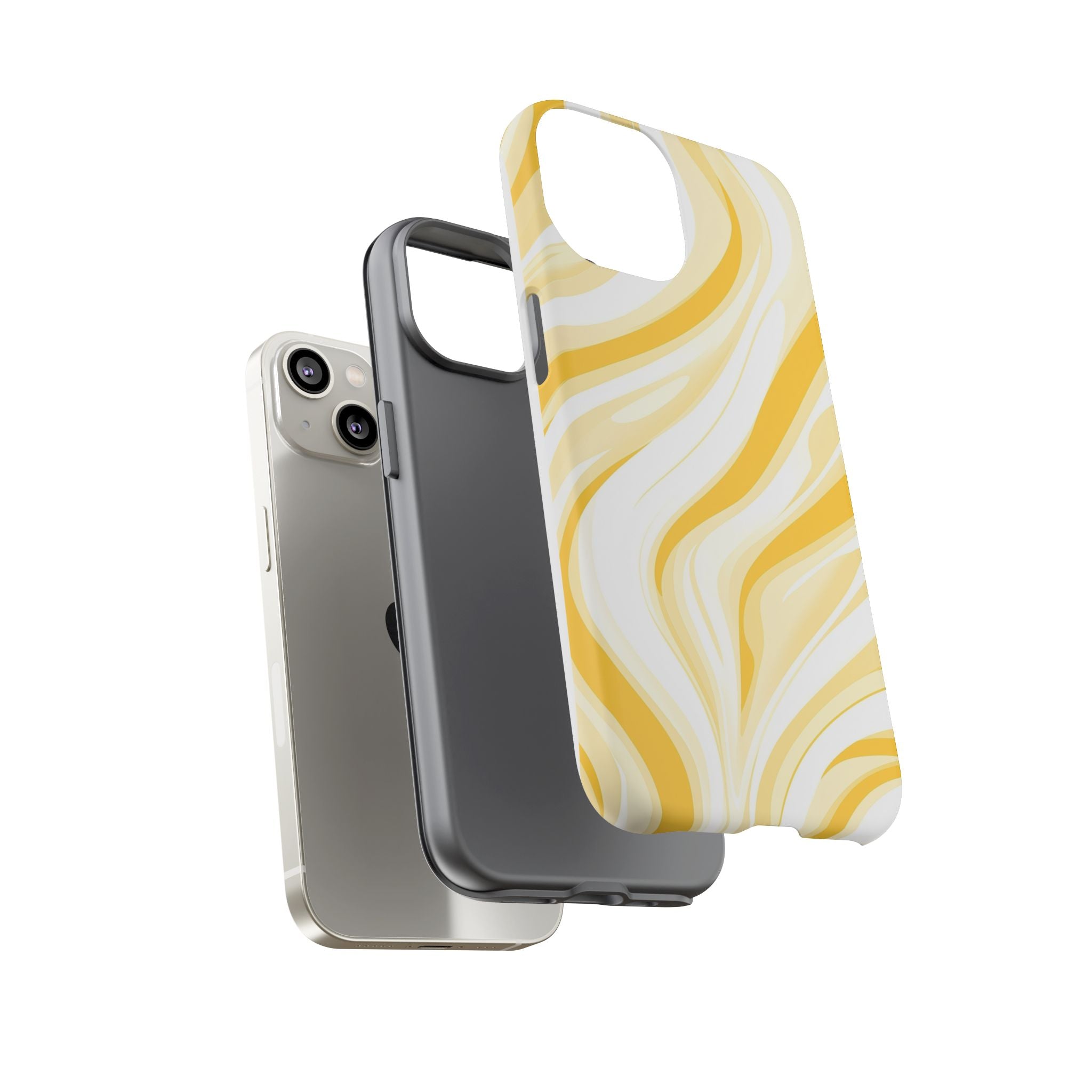 Stylish Phone Case with Yellow Marble Design