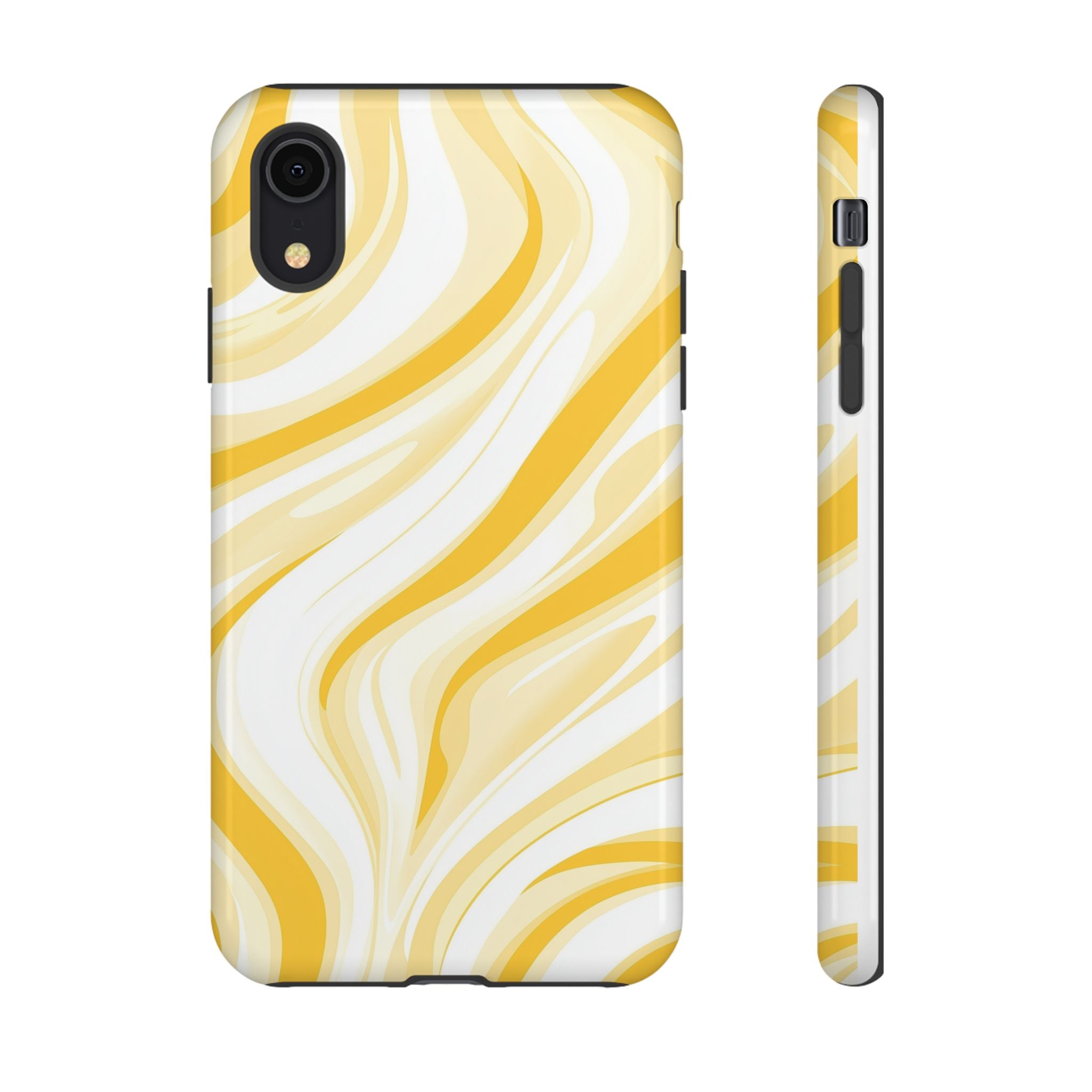 Stylish Phone Case with Yellow Marble Design