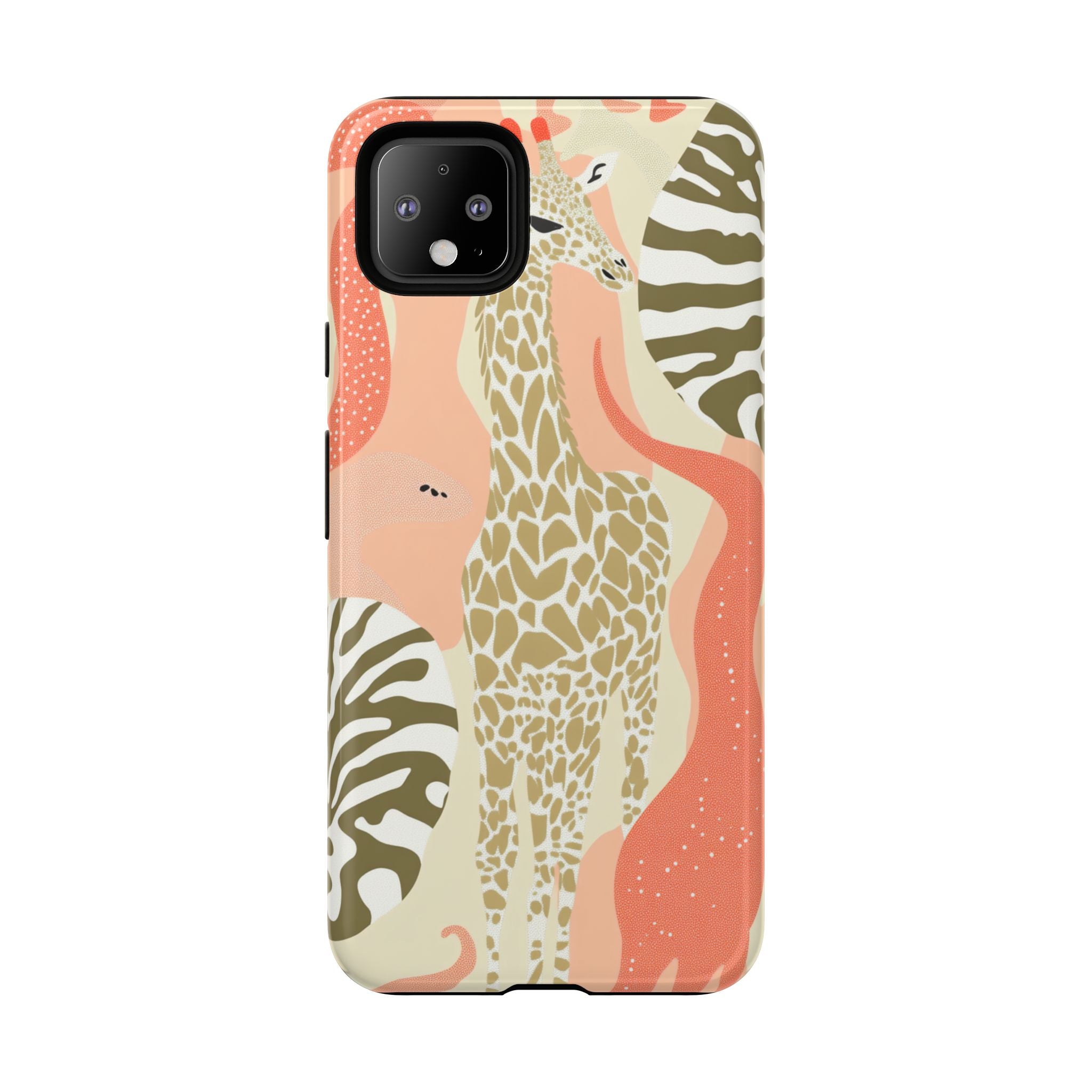 Stylish Phone Case with Giraffe and Abstract Design