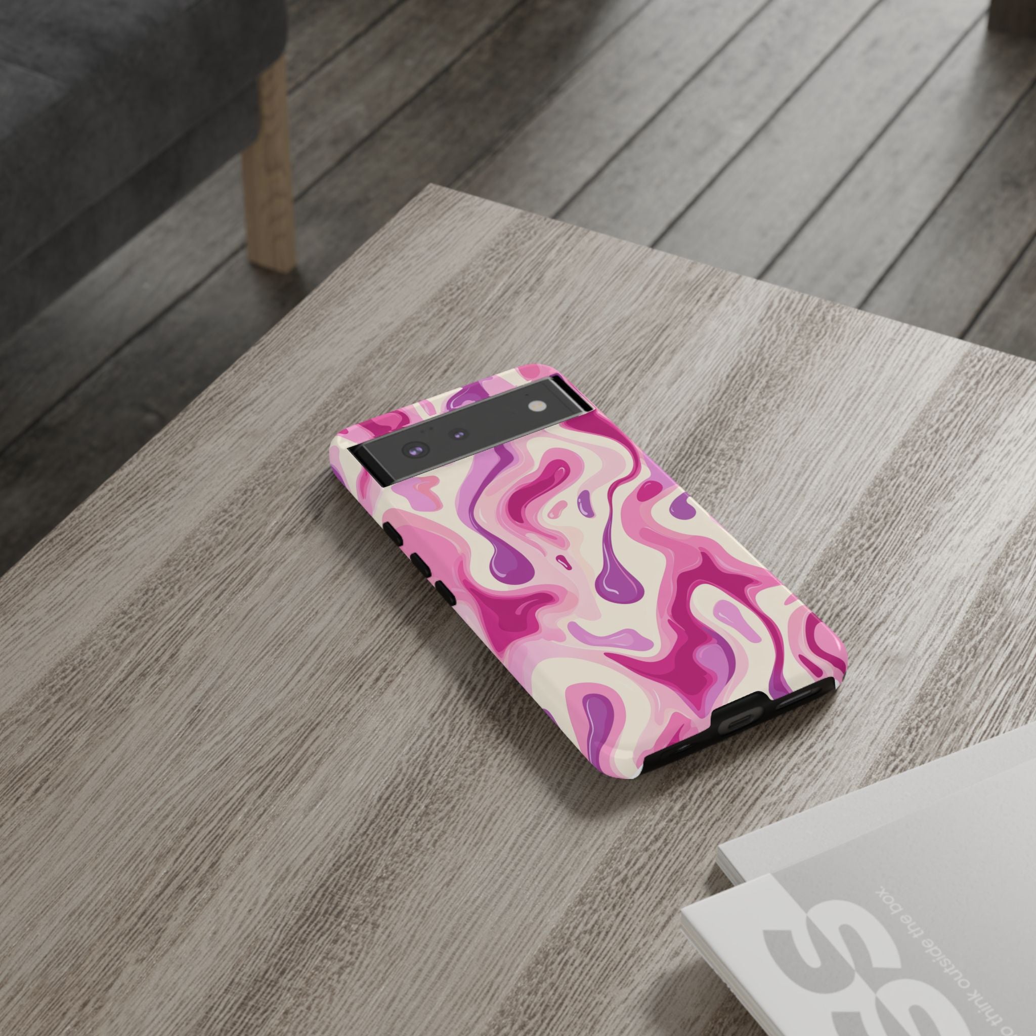 Colorful Phone Case with Abstract Pink Design