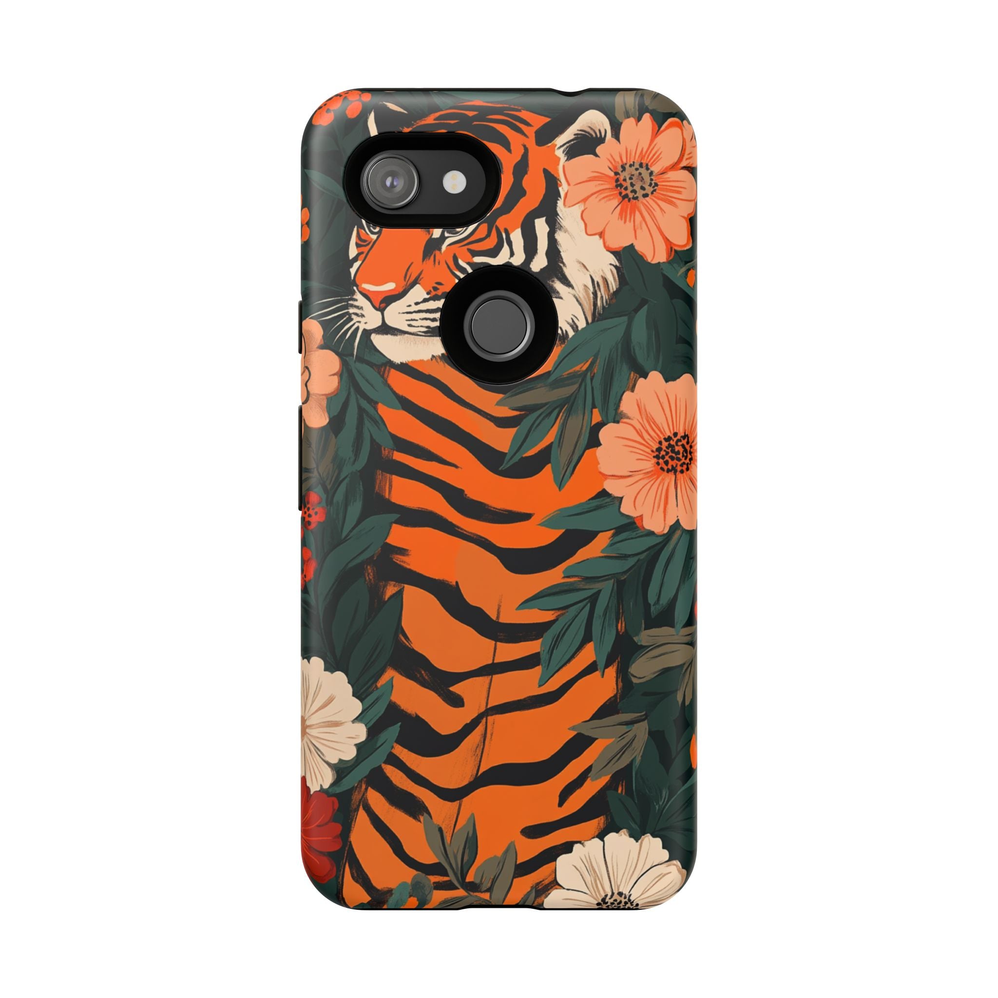 Tough Cases: Floral Tiger Phone Case