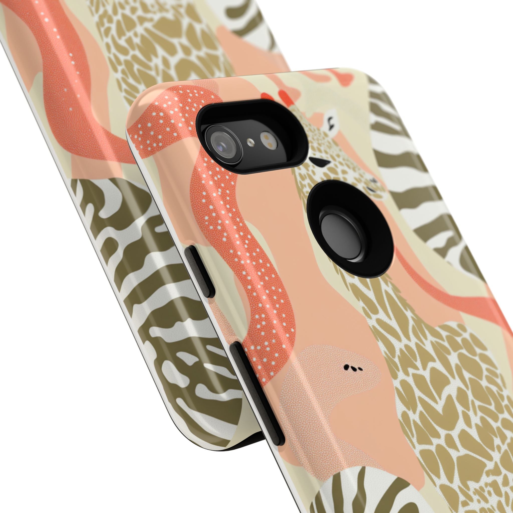 Stylish Phone Case with Giraffe and Abstract Design