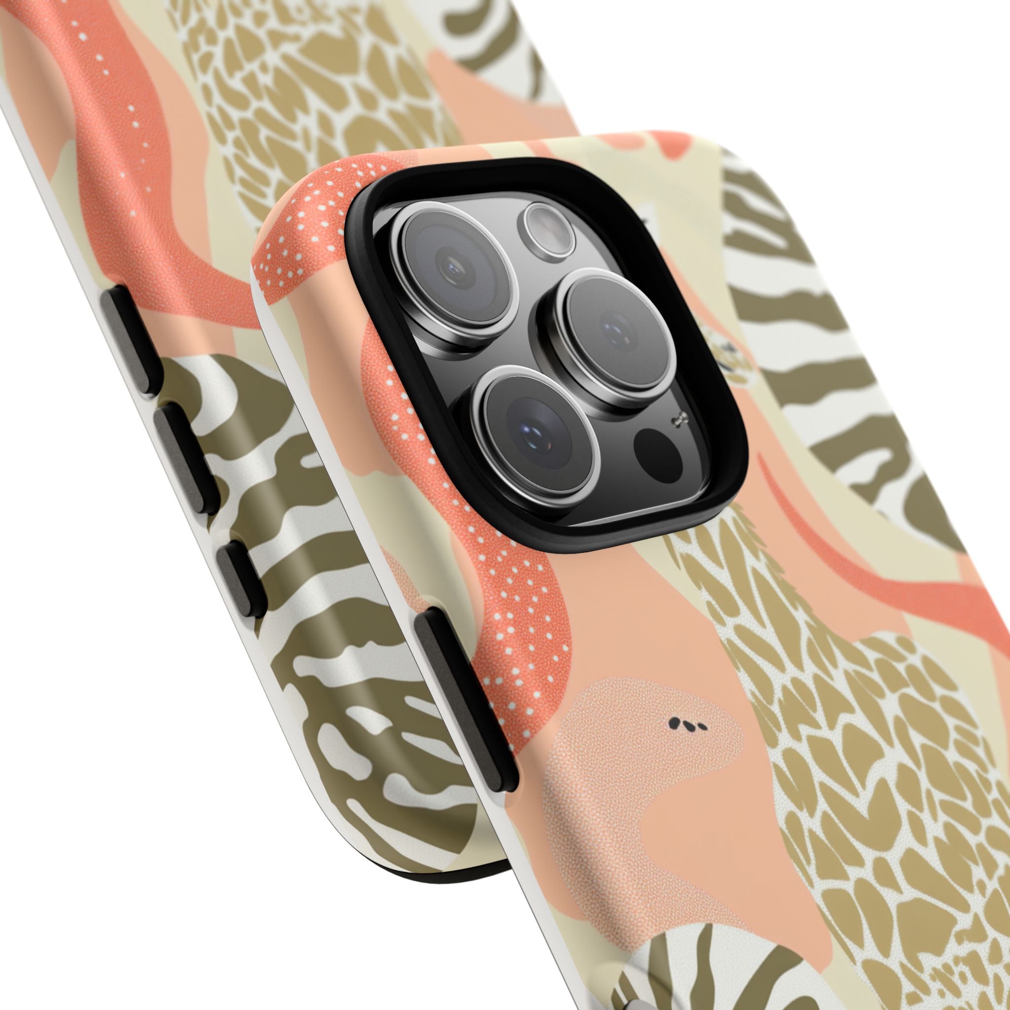 Stylish Phone Case with Giraffe and Abstract Design