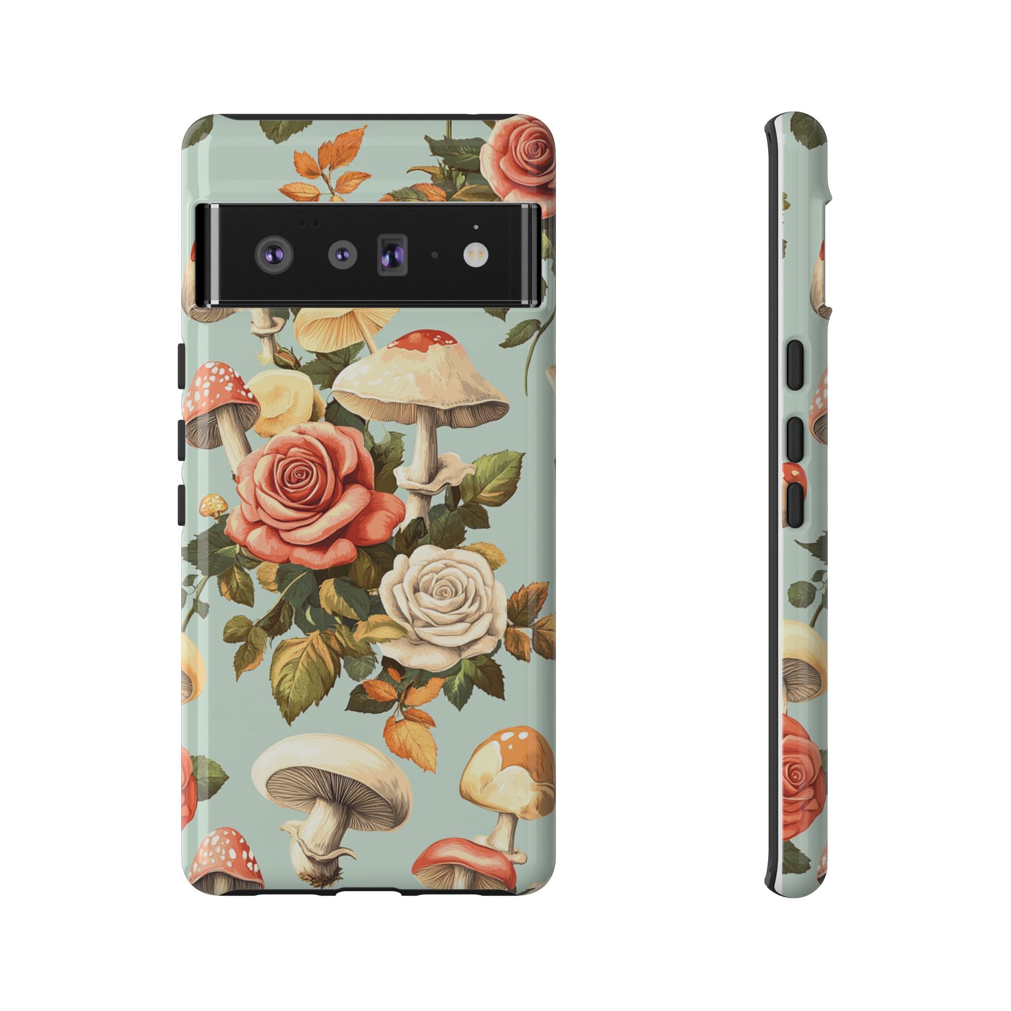 Floral Phone Case - Tough Cases with Mushroom and Rose