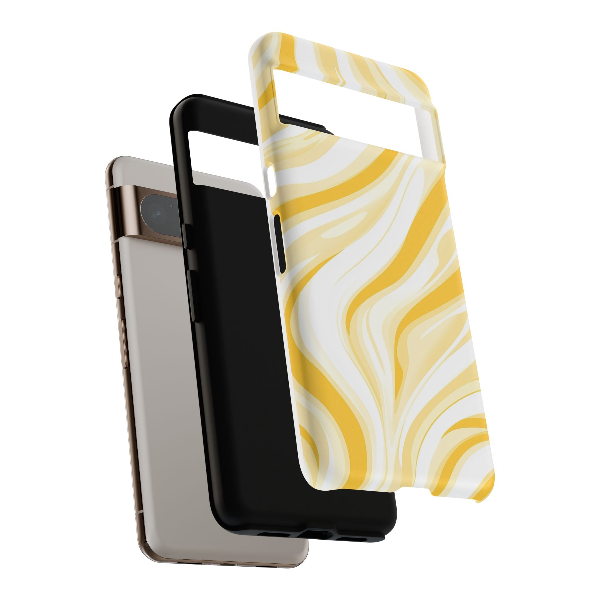 Stylish Phone Case with Yellow Marble Design