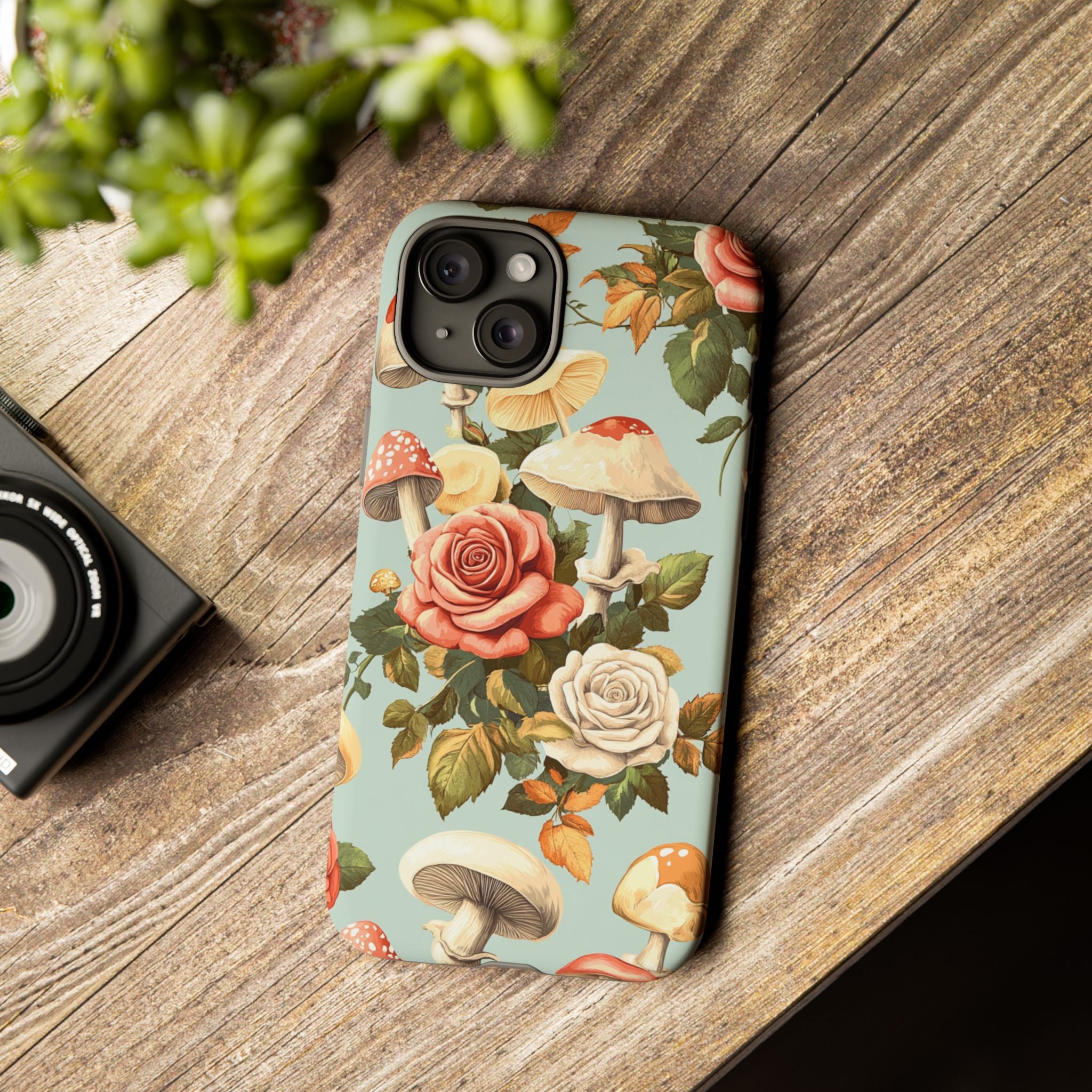 Floral Phone Case - Tough Cases with Mushroom and Rose