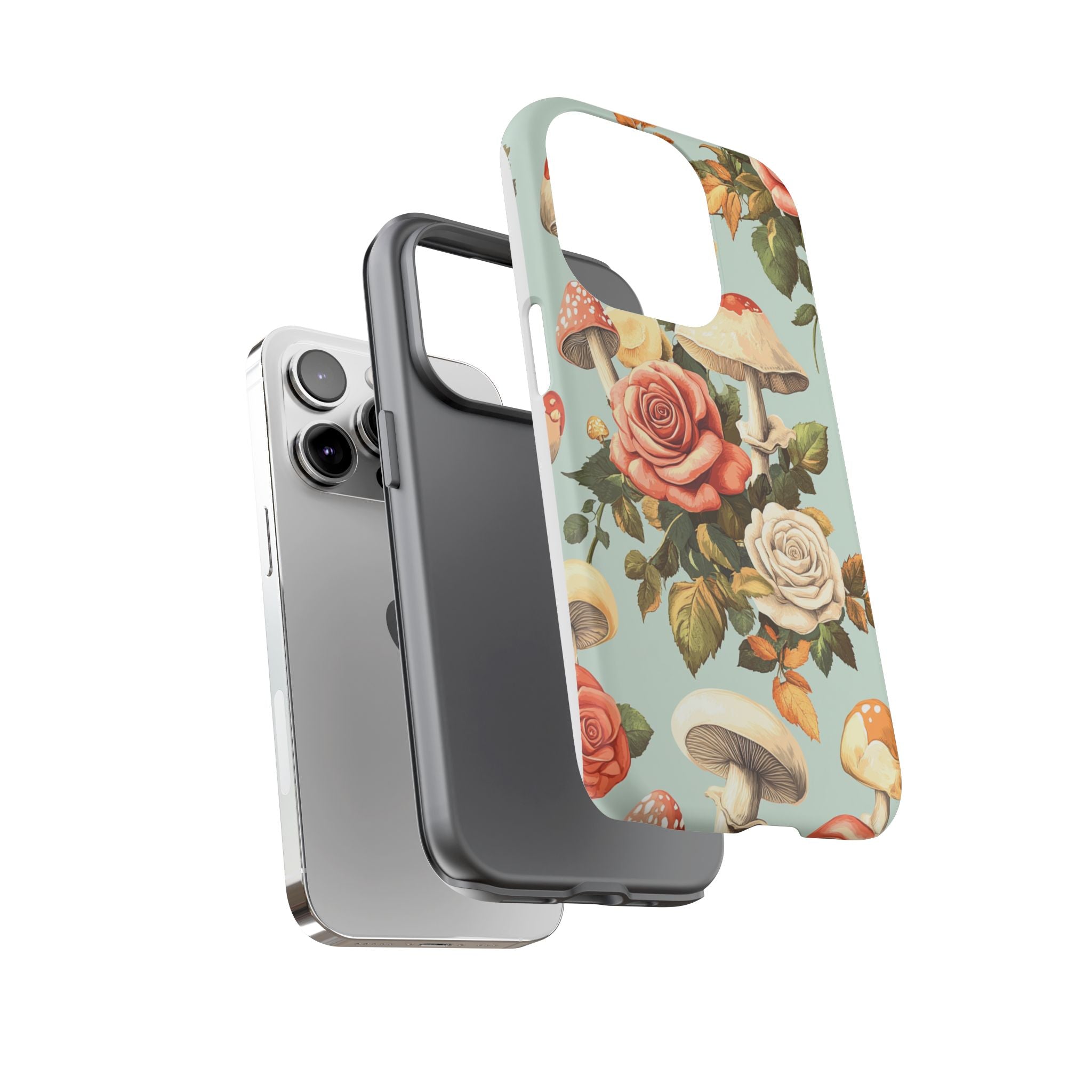Floral Phone Case - Tough Cases with Mushroom and Rose