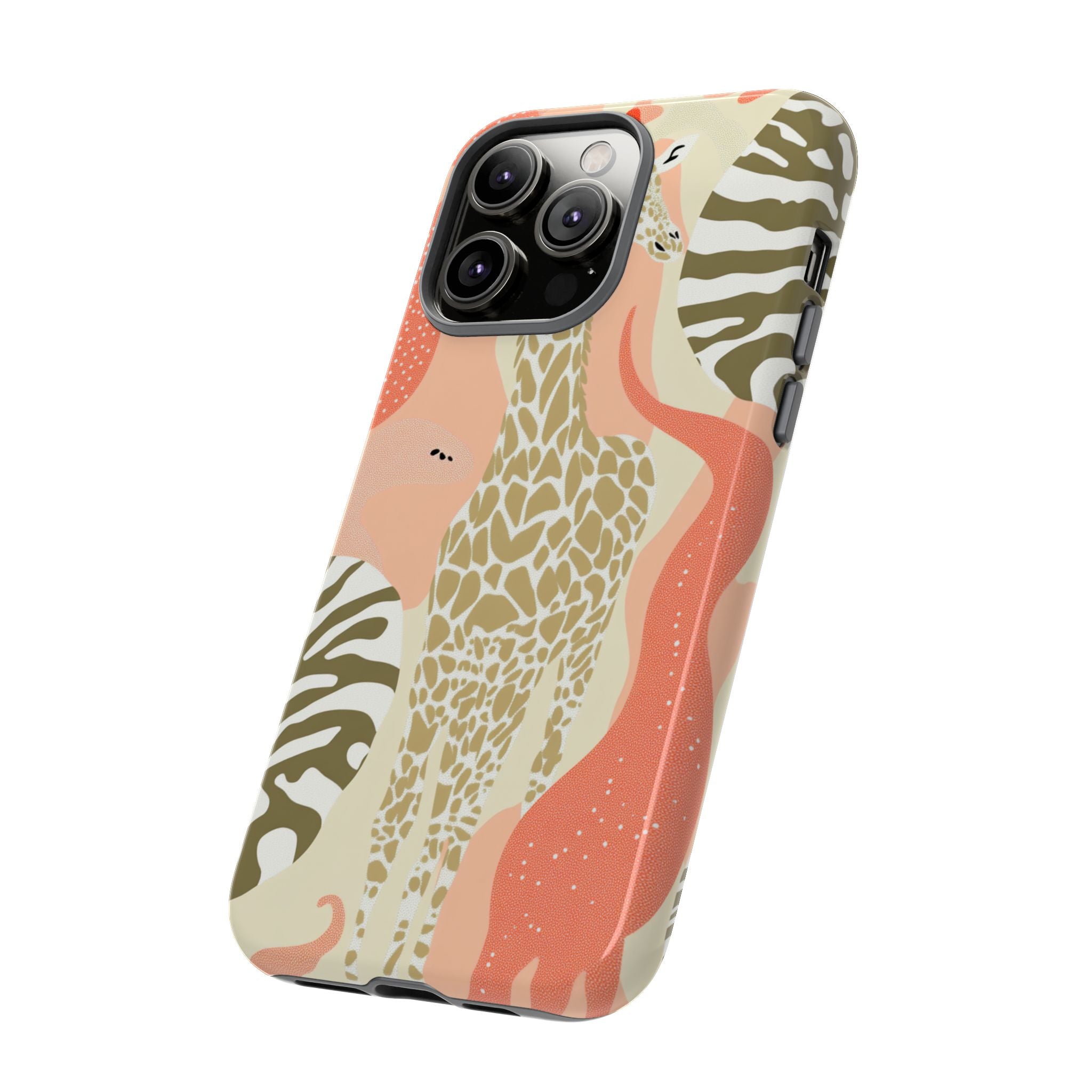 Stylish Phone Case with Giraffe and Abstract Design