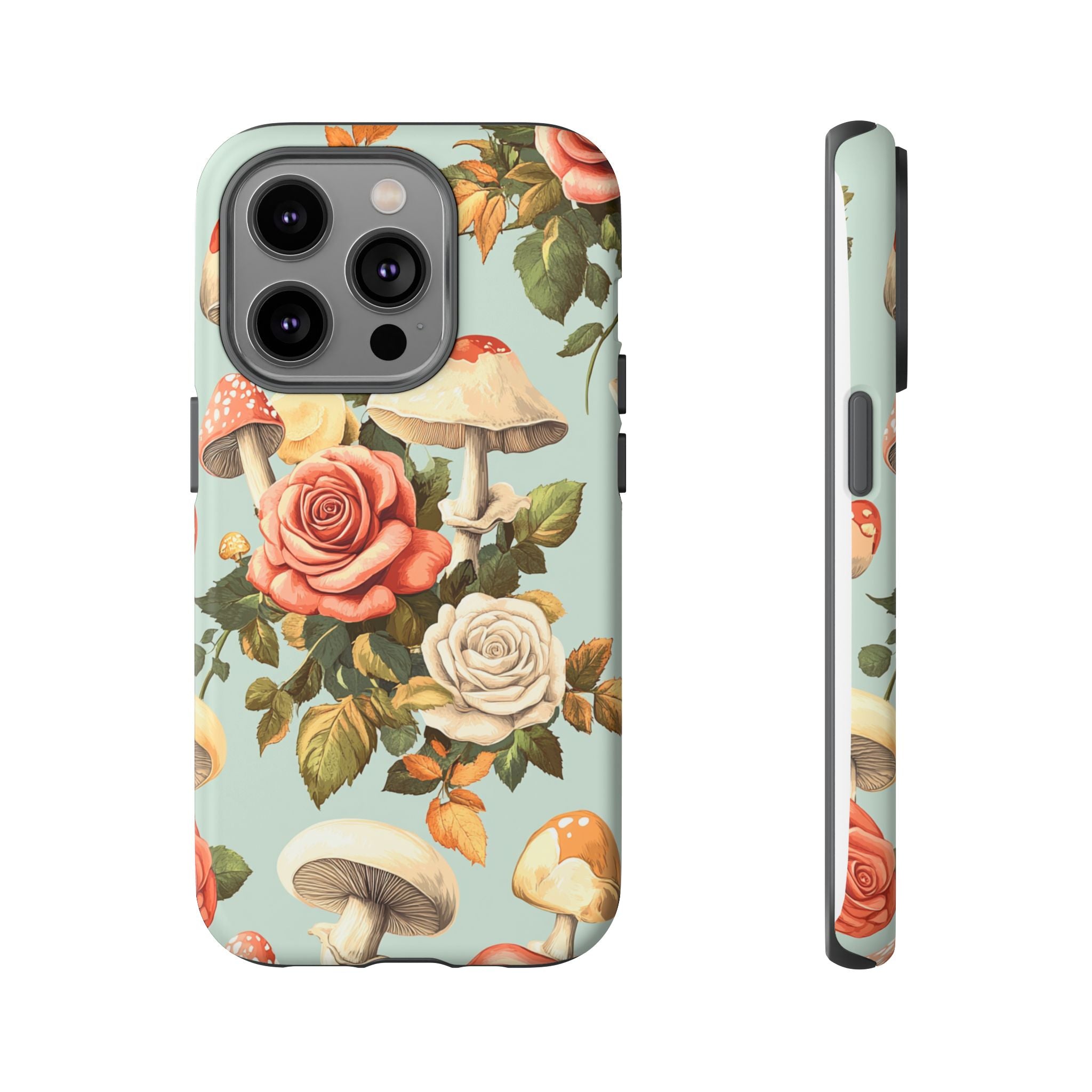 Floral Phone Case - Tough Cases with Mushroom and Rose