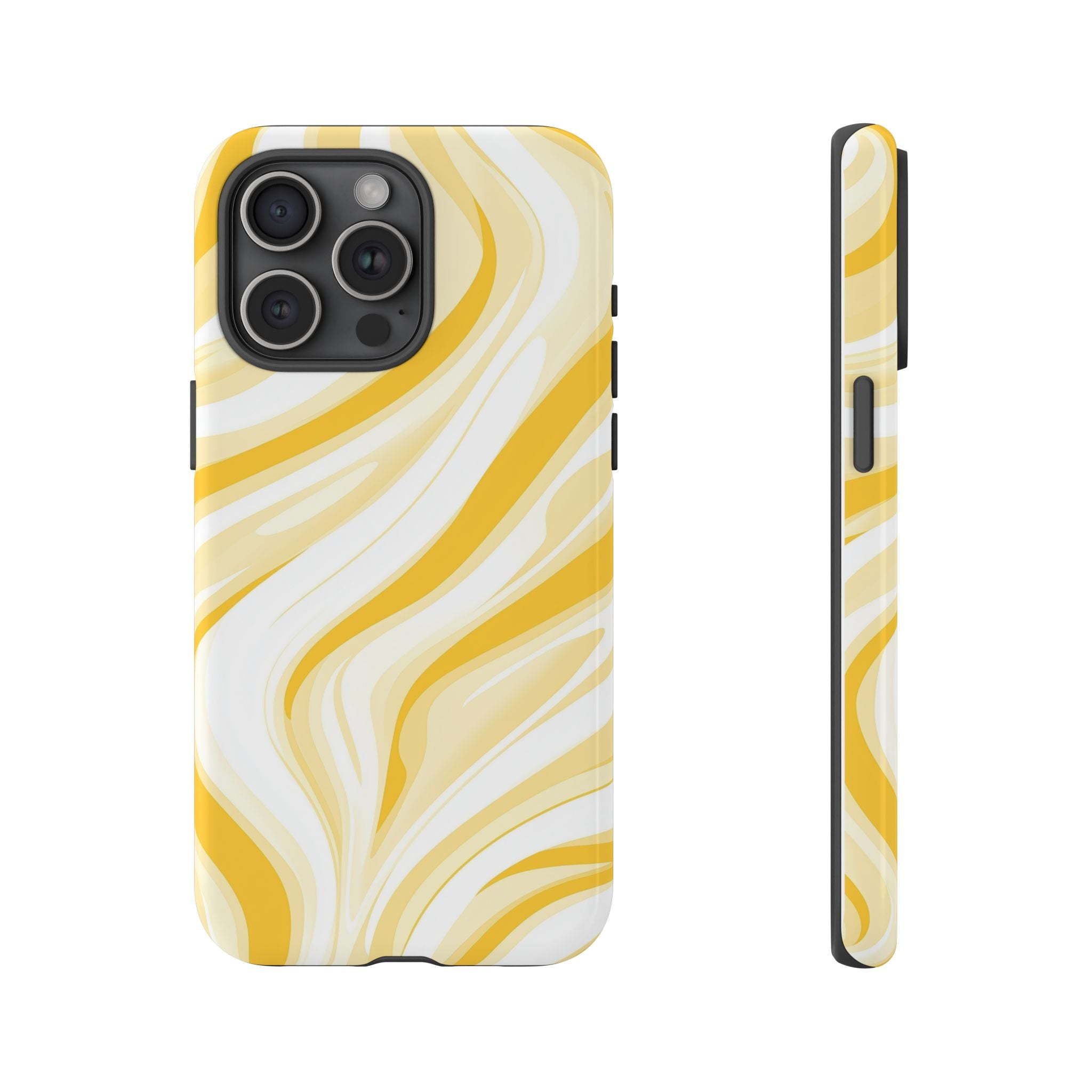 Stylish Phone Case with Yellow Marble Design