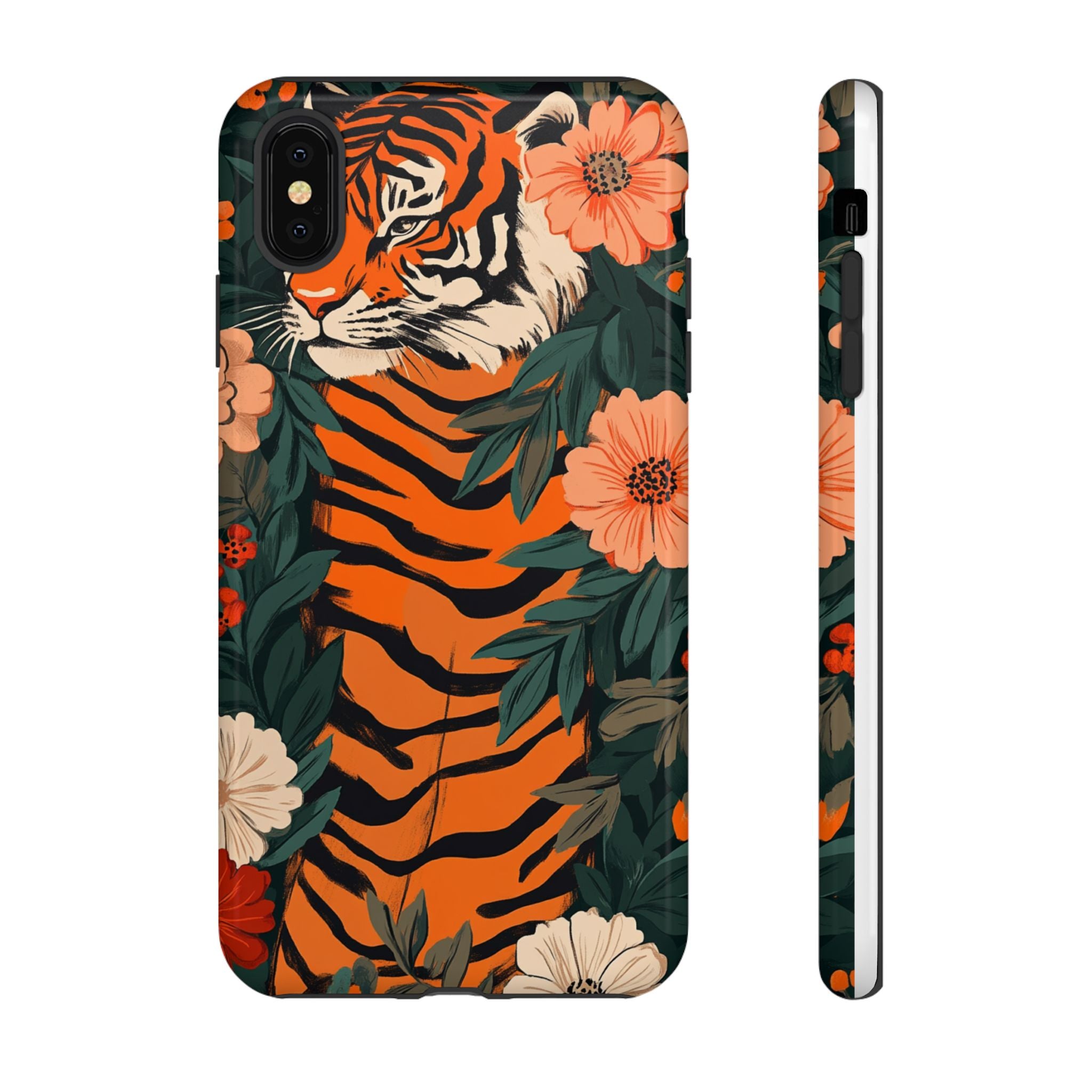 Tough Cases: Floral Tiger Phone Case