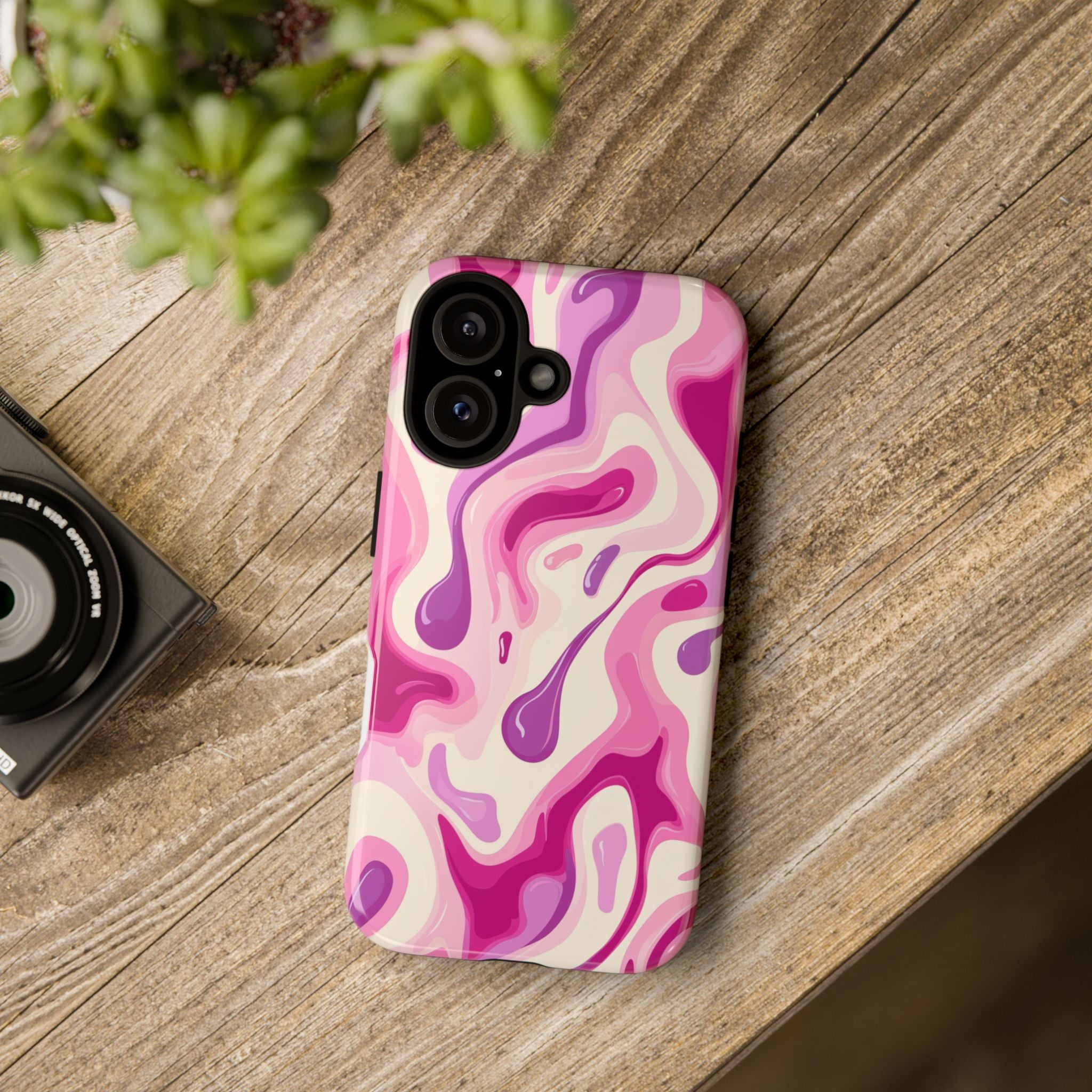 Colorful Phone Case with Abstract Pink Design