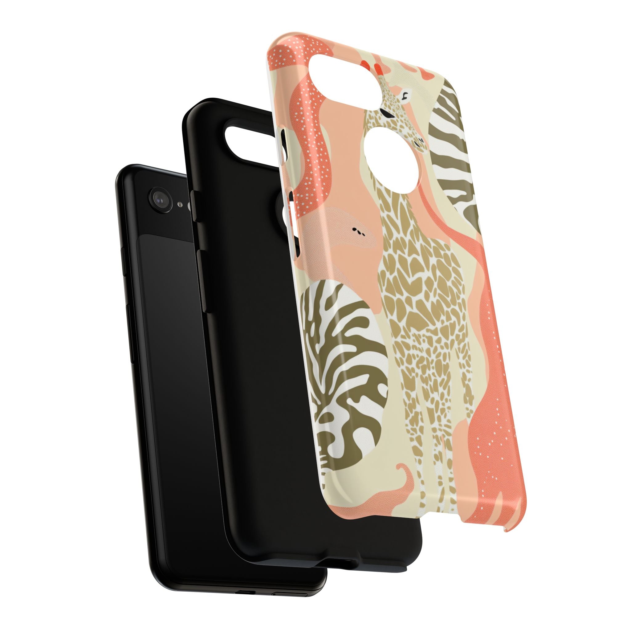 Stylish Phone Case with Giraffe and Abstract Design