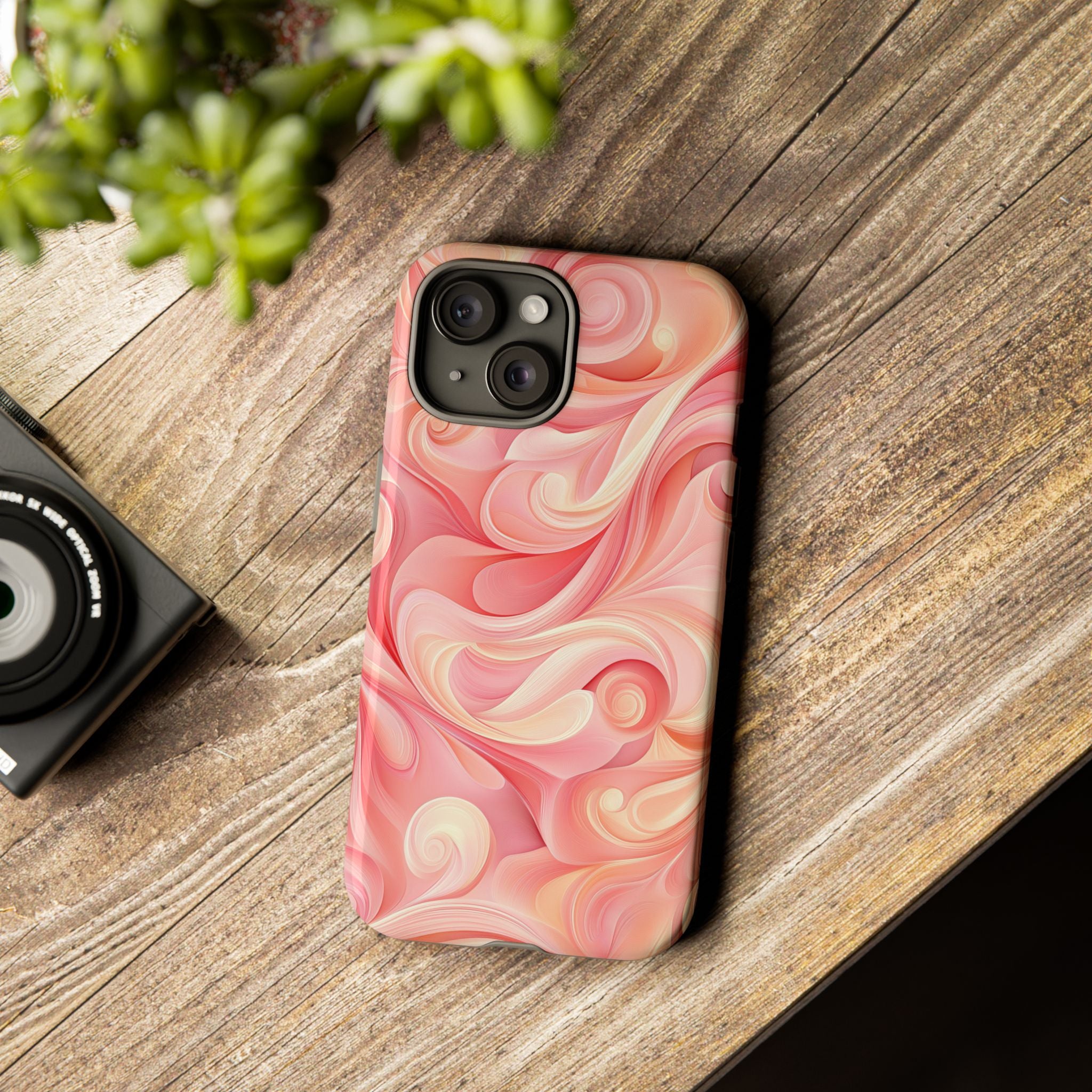 Stylish Phone Case - Tough Cases with Abstract Pink Swirls