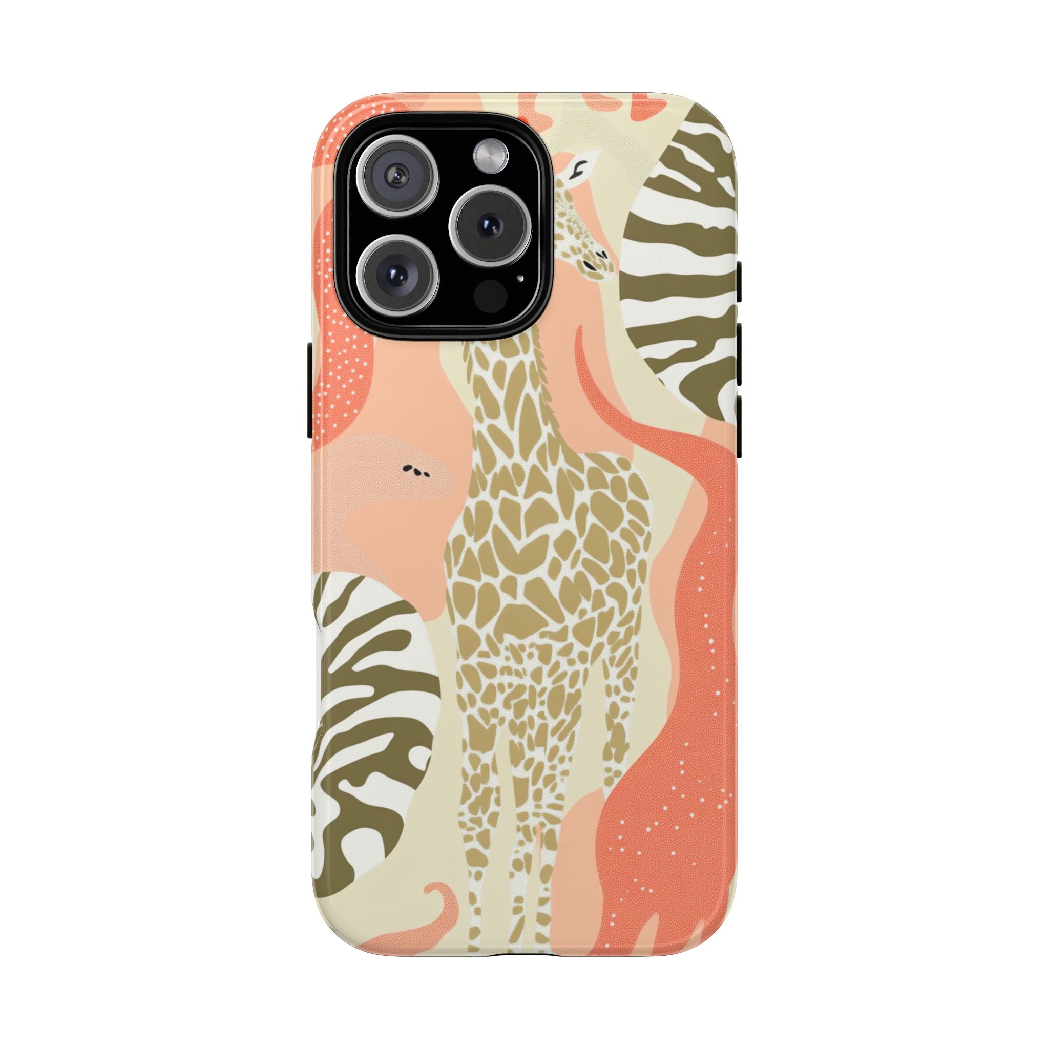Stylish Phone Case with Giraffe and Abstract Design