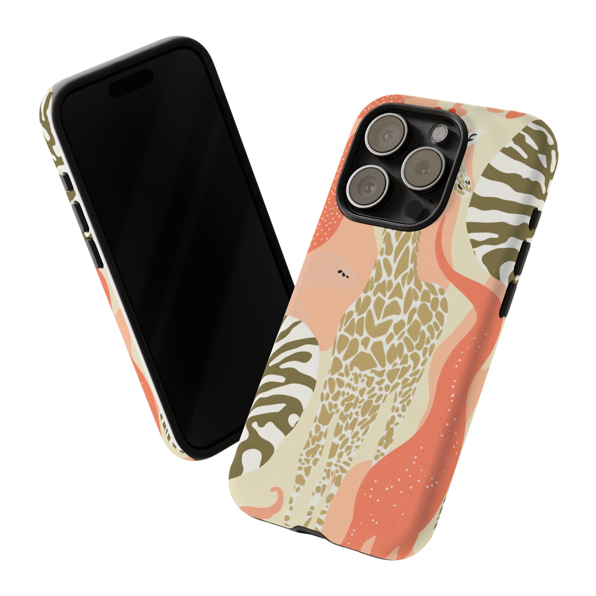 Stylish Phone Case with Giraffe and Abstract Design