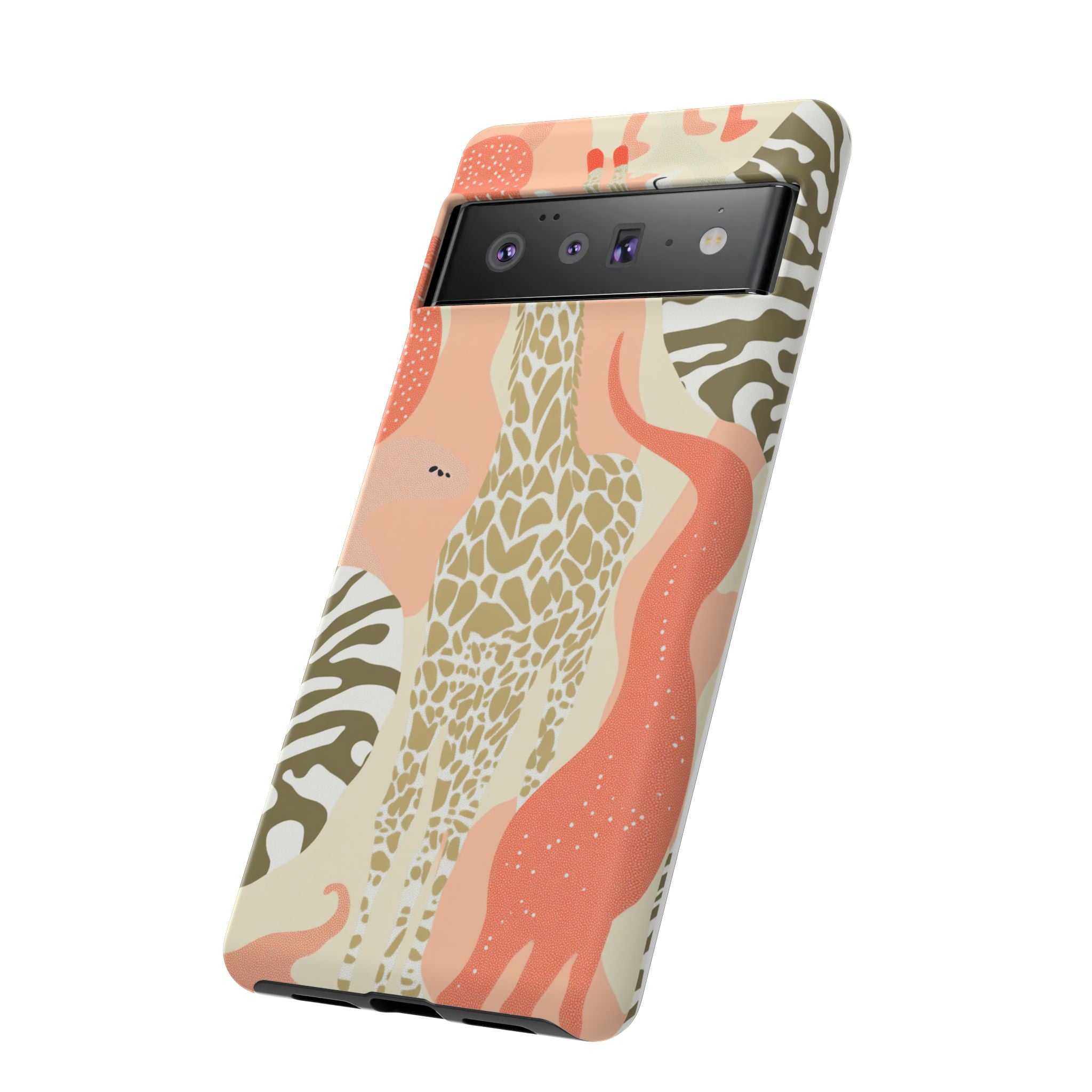 Stylish Phone Case with Giraffe and Abstract Design
