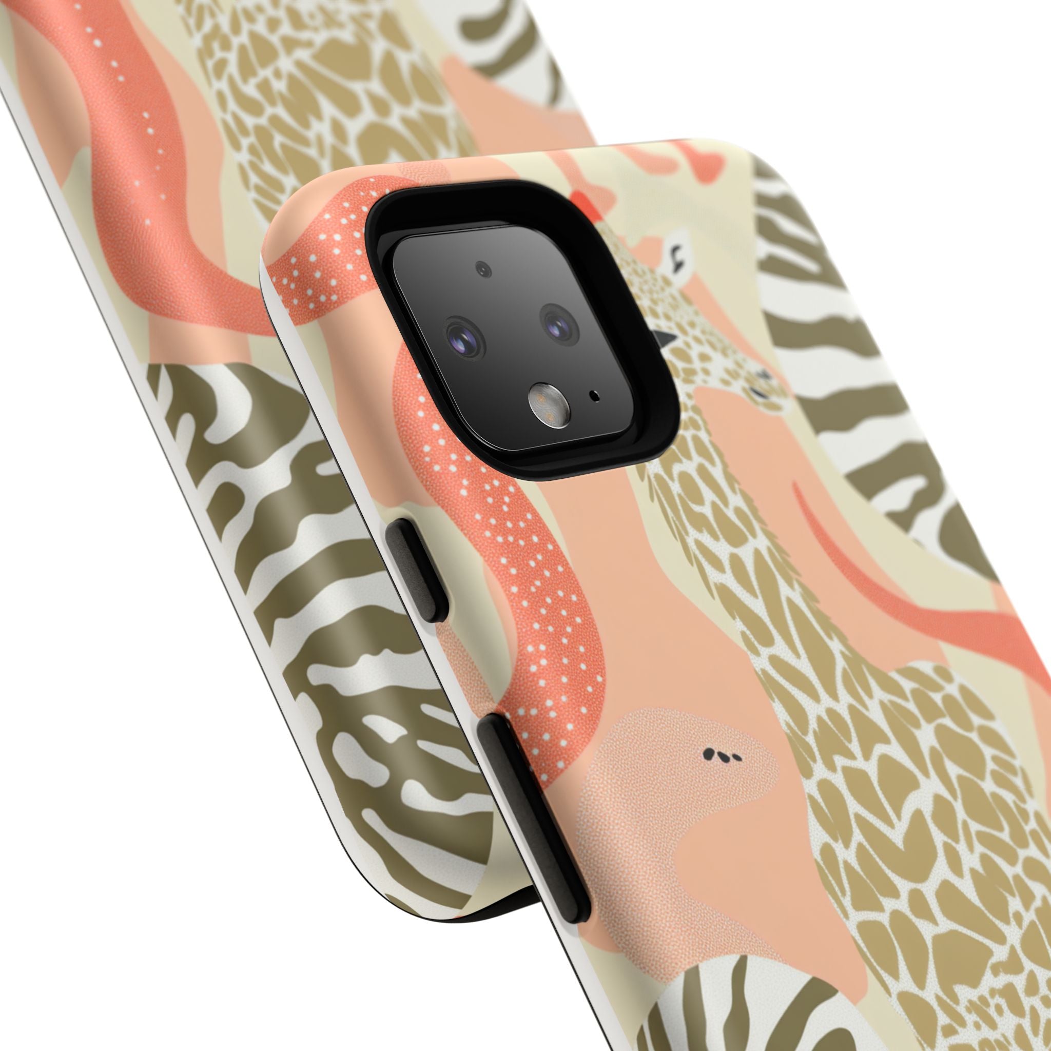 Stylish Phone Case with Giraffe and Abstract Design