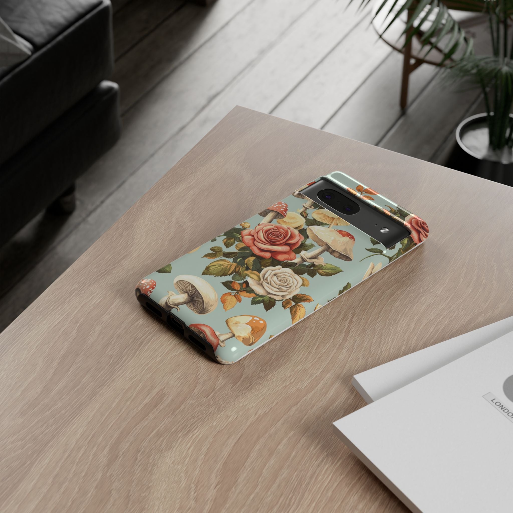 Floral Phone Case - Tough Cases with Mushroom and Rose