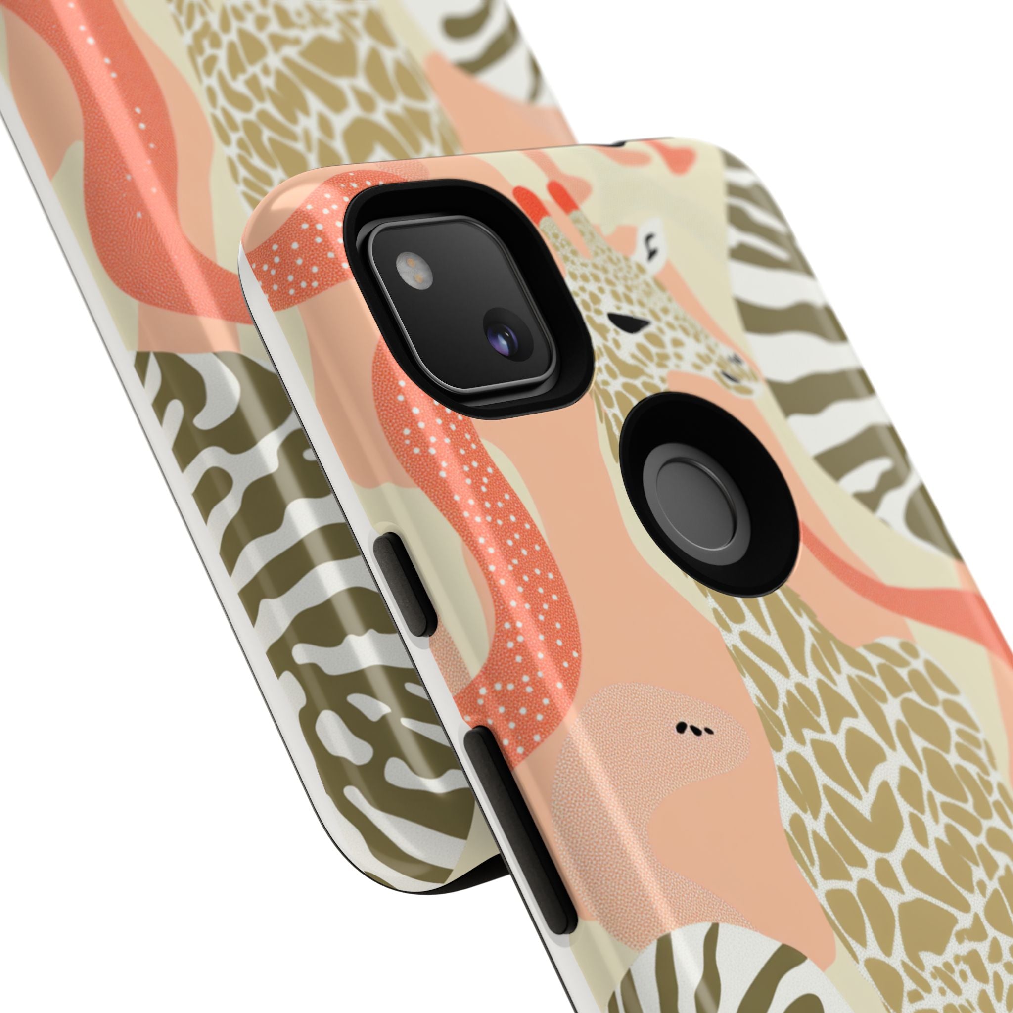 Stylish Phone Case with Giraffe and Abstract Design