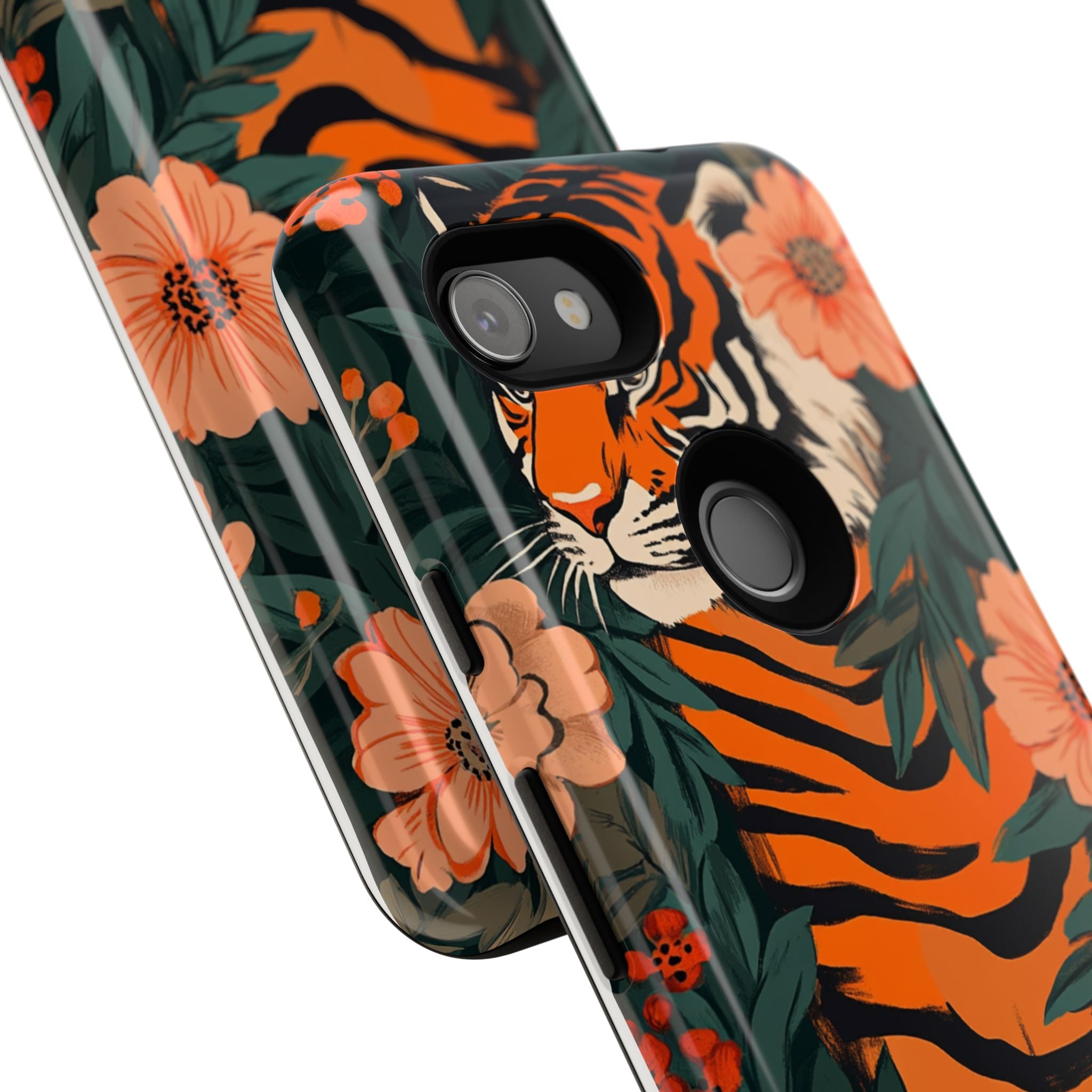 Tough Cases: Floral Tiger Phone Case