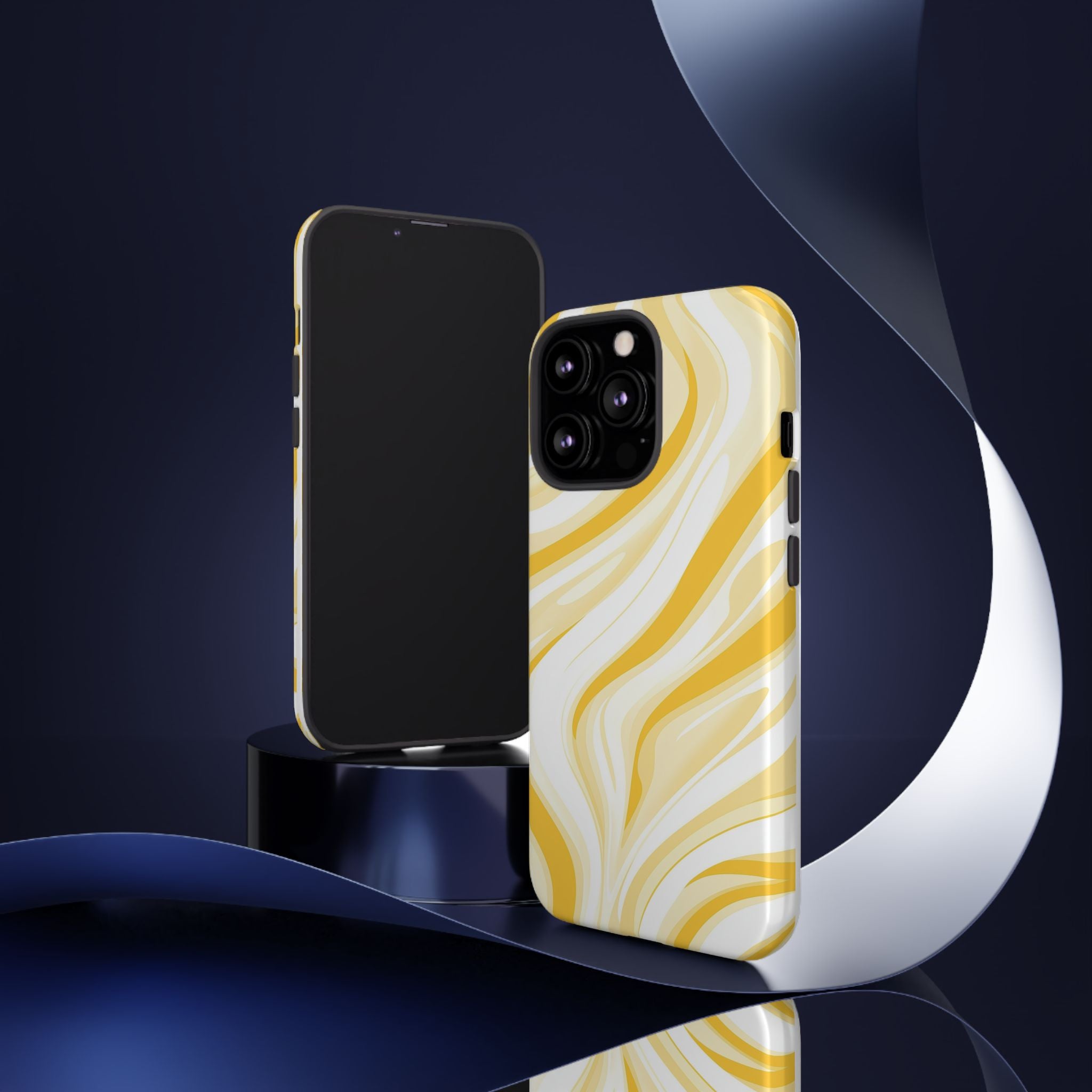Stylish Phone Case with Yellow Marble Design
