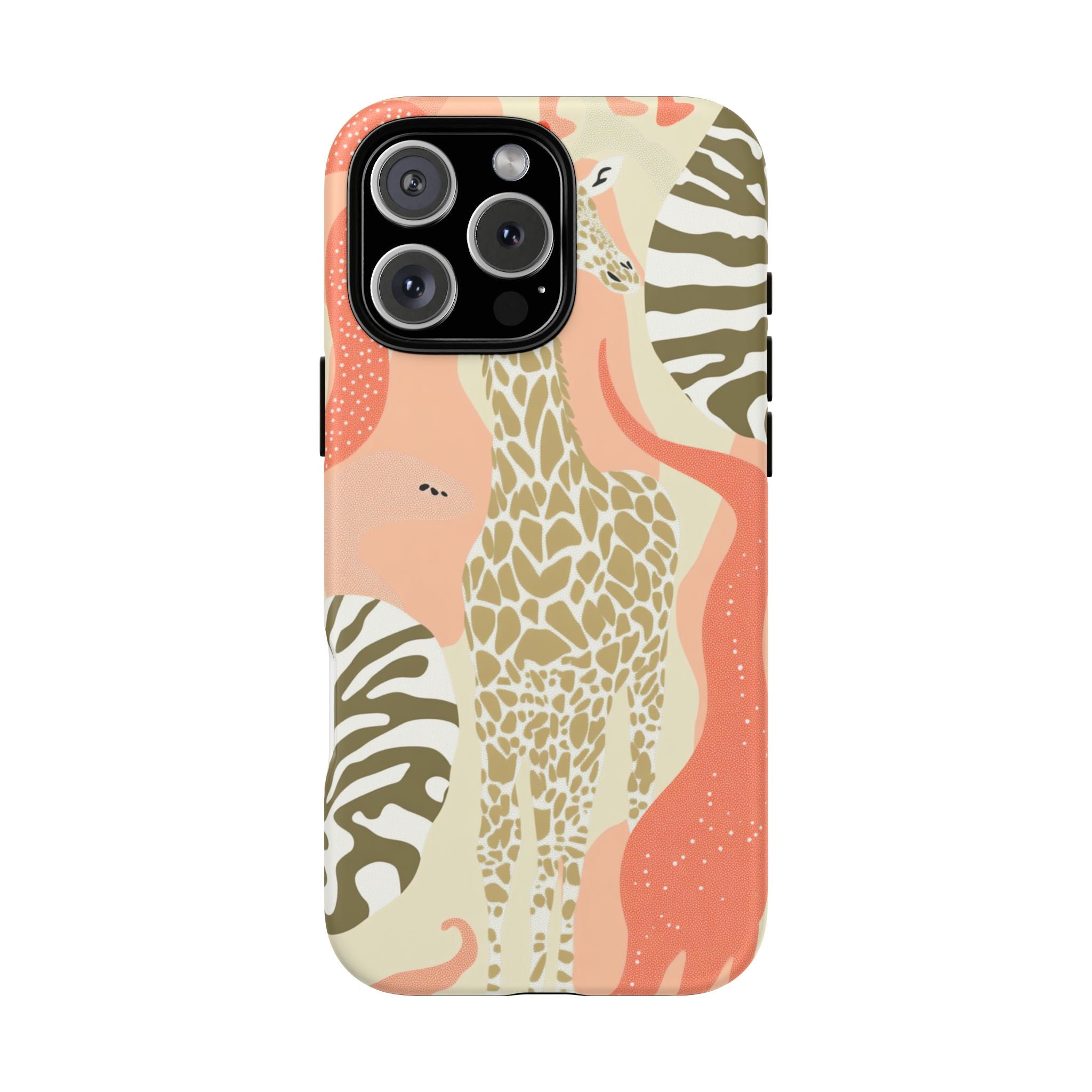 Stylish Phone Case with Giraffe and Abstract Design