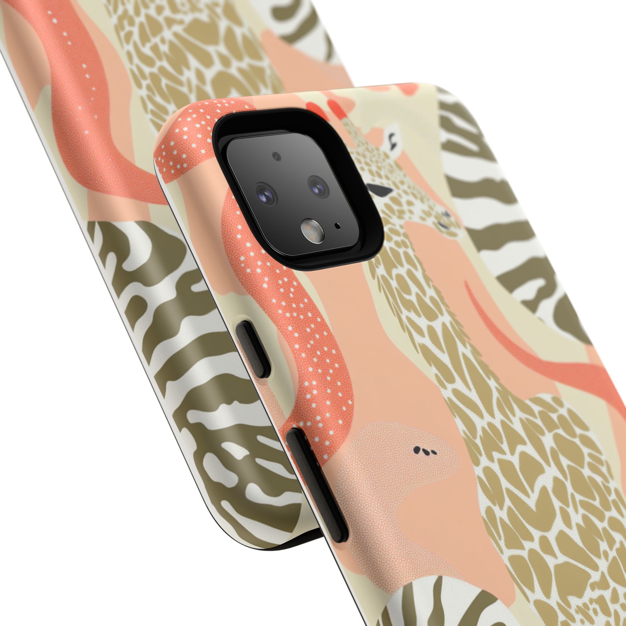 Stylish Phone Case with Giraffe and Abstract Design