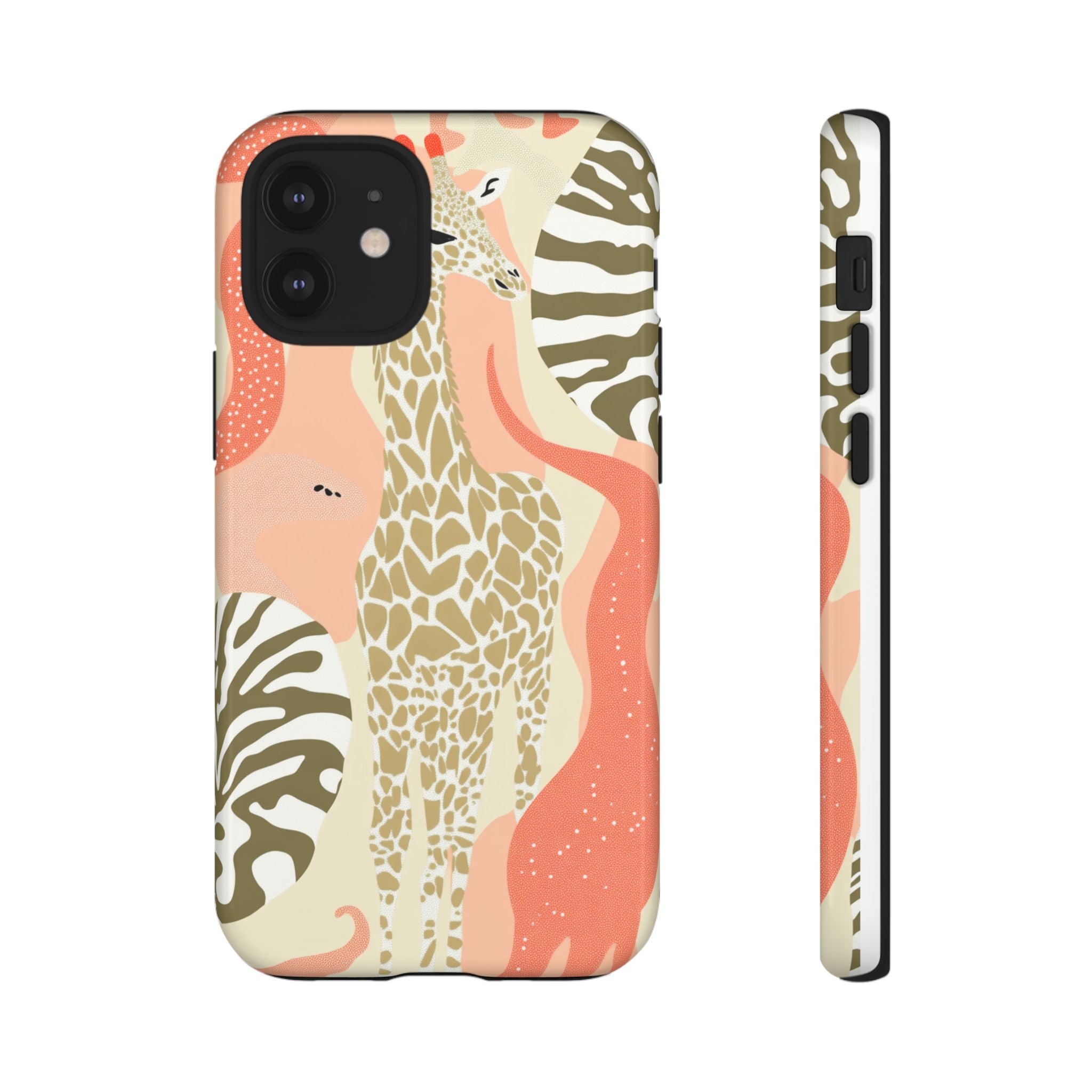 Stylish Phone Case with Giraffe and Abstract Design