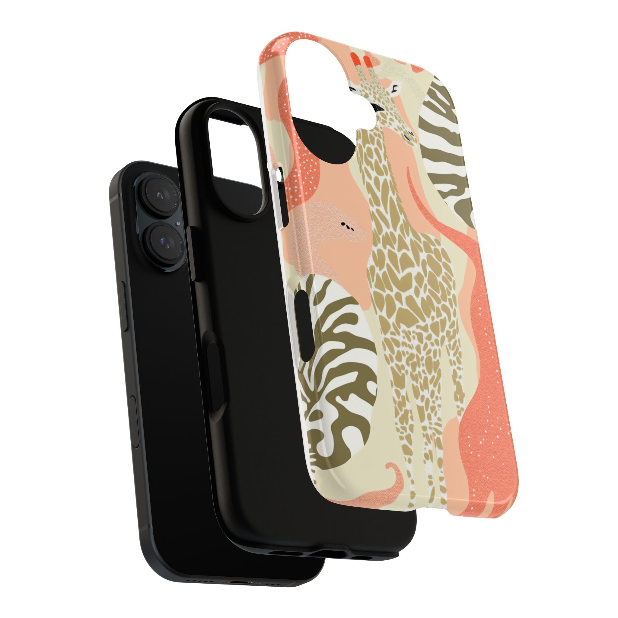 Stylish Phone Case with Giraffe and Abstract Design