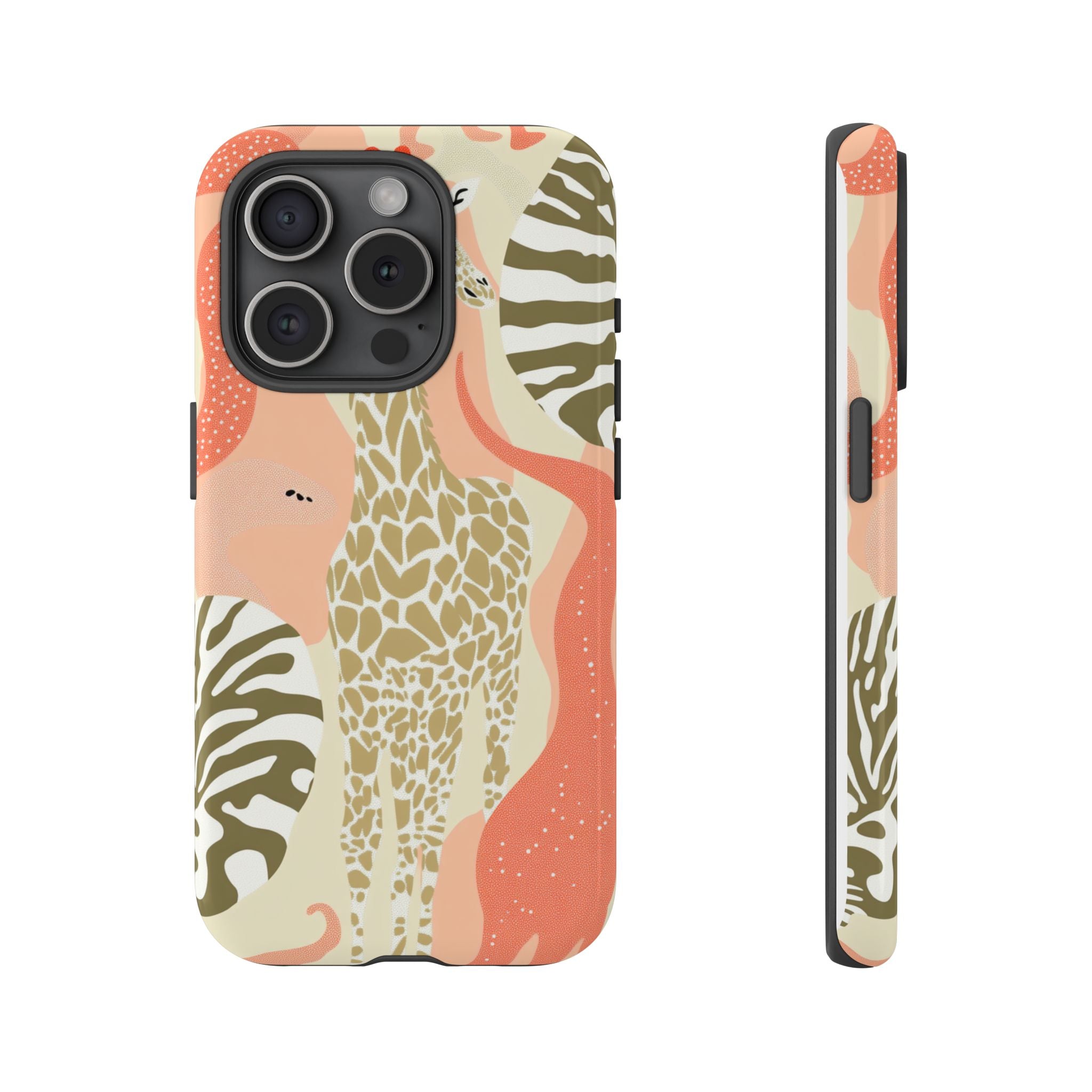 Stylish Phone Case with Giraffe and Abstract Design