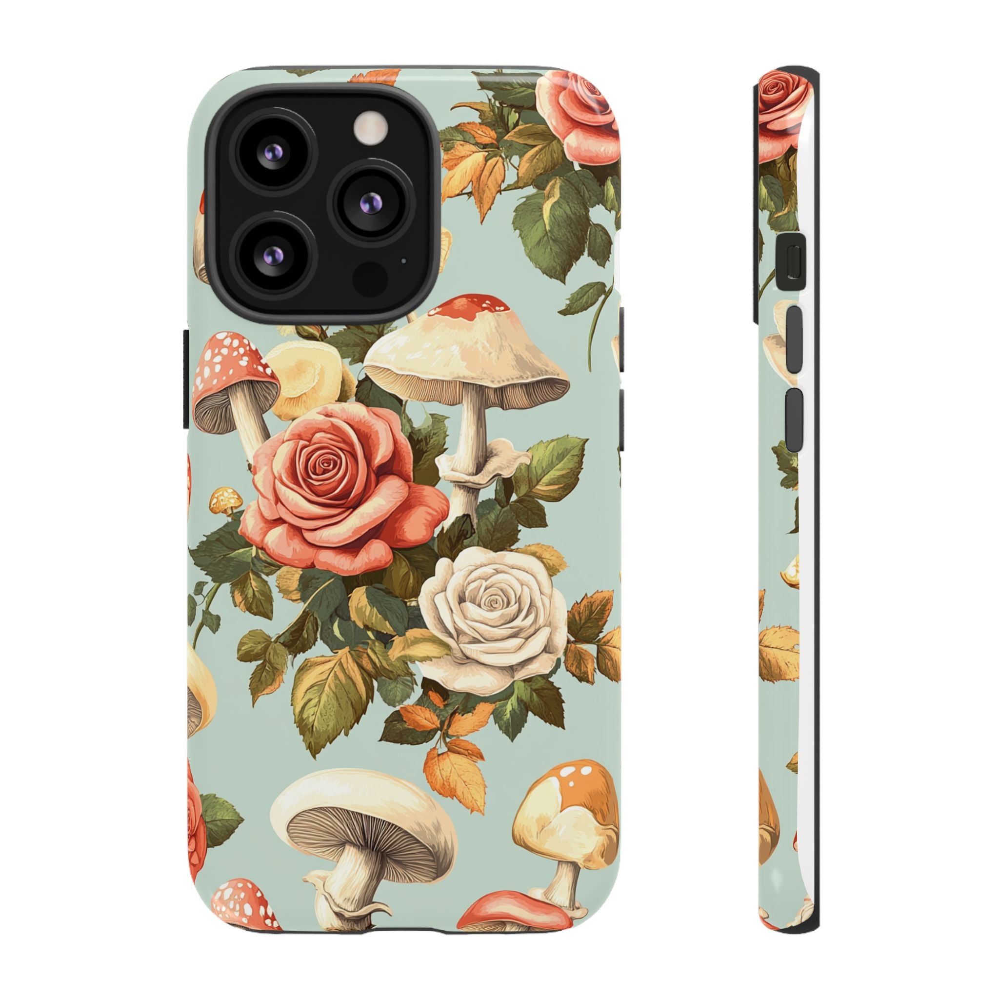 Floral Phone Case - Tough Cases with Mushroom and Rose