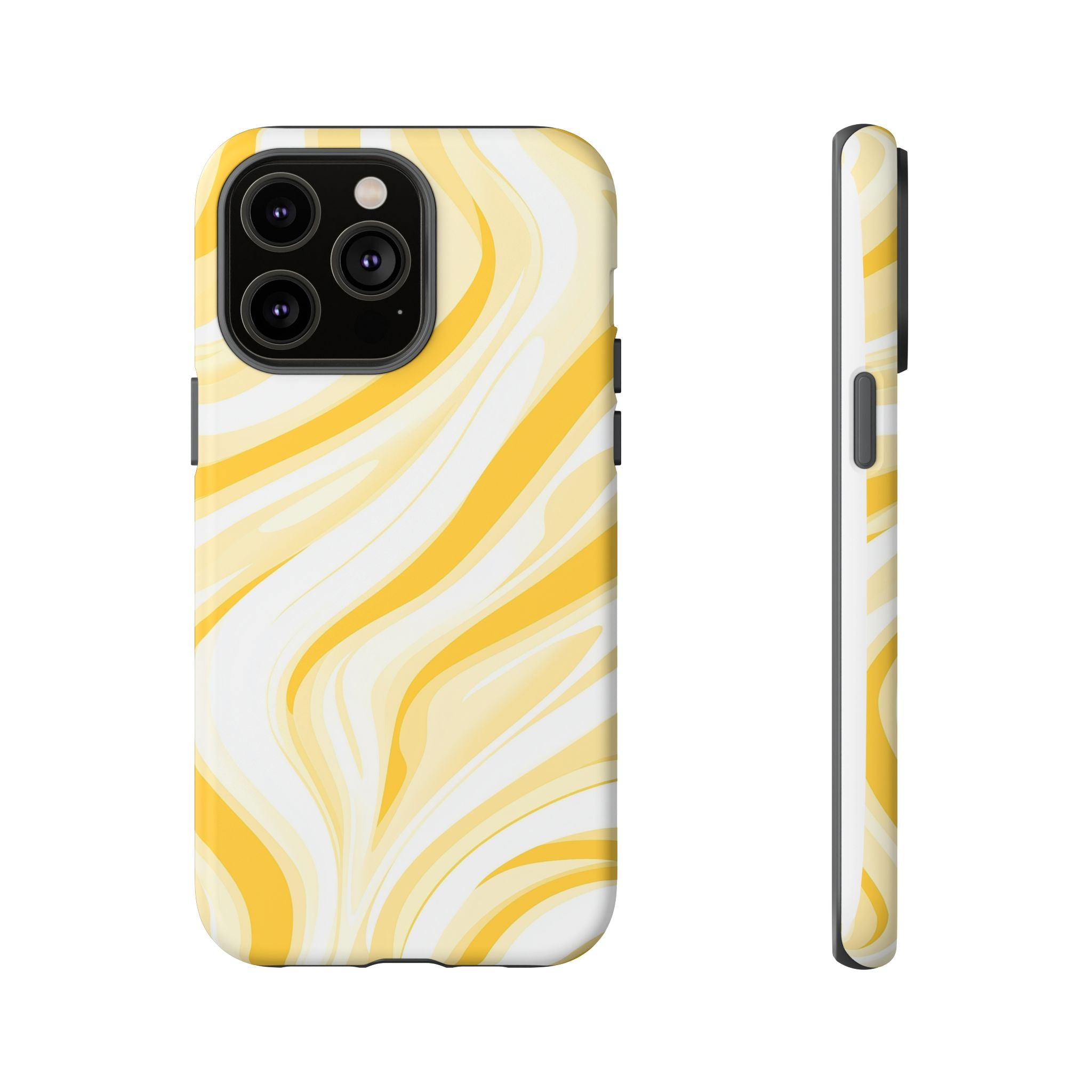 Stylish Phone Case with Yellow Marble Design