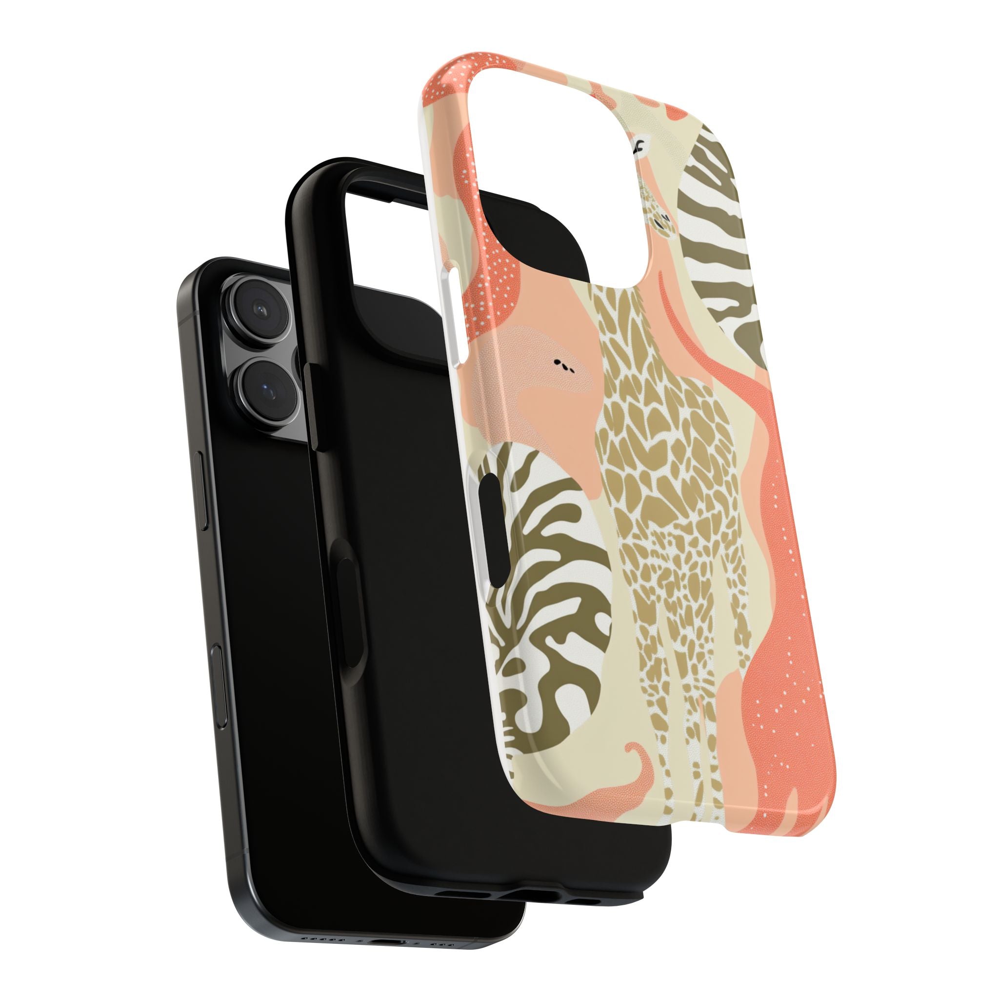 Stylish Phone Case with Giraffe and Abstract Design