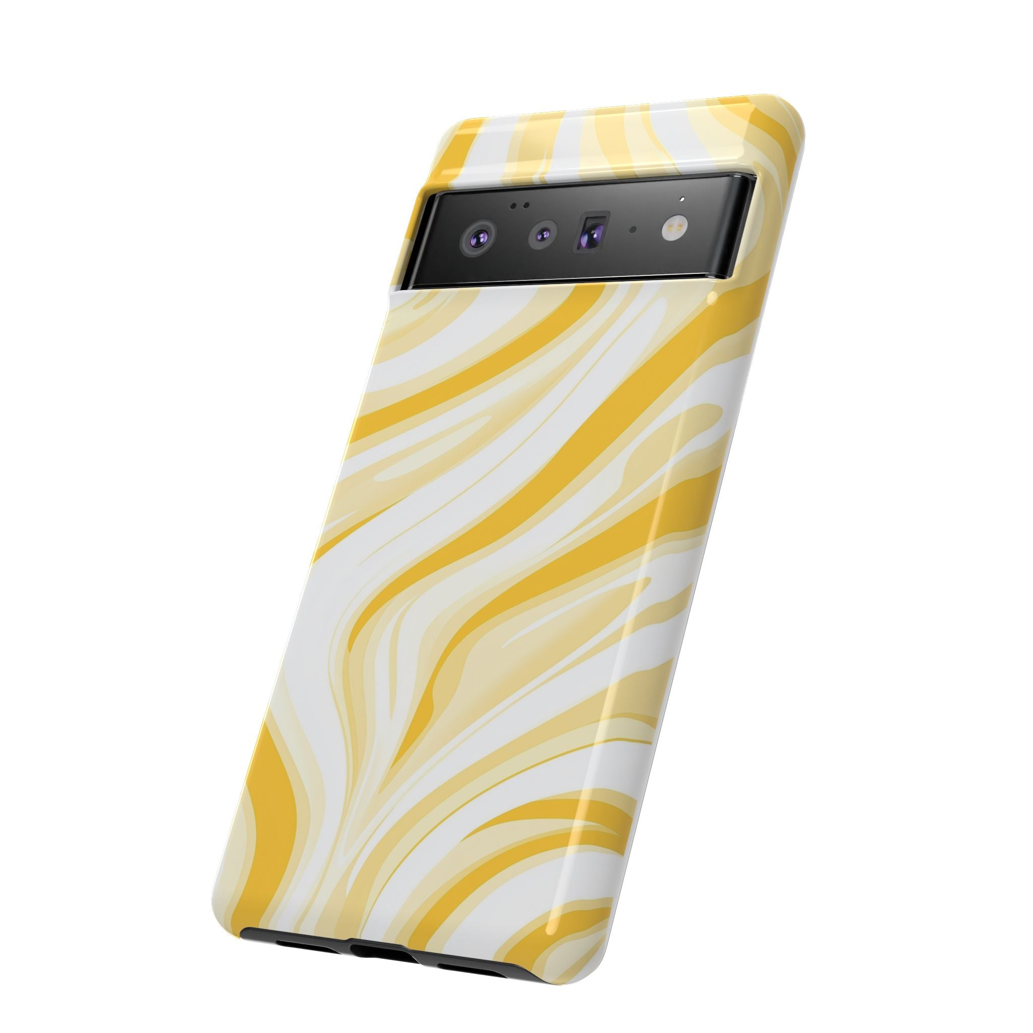 Stylish Phone Case with Yellow Marble Design