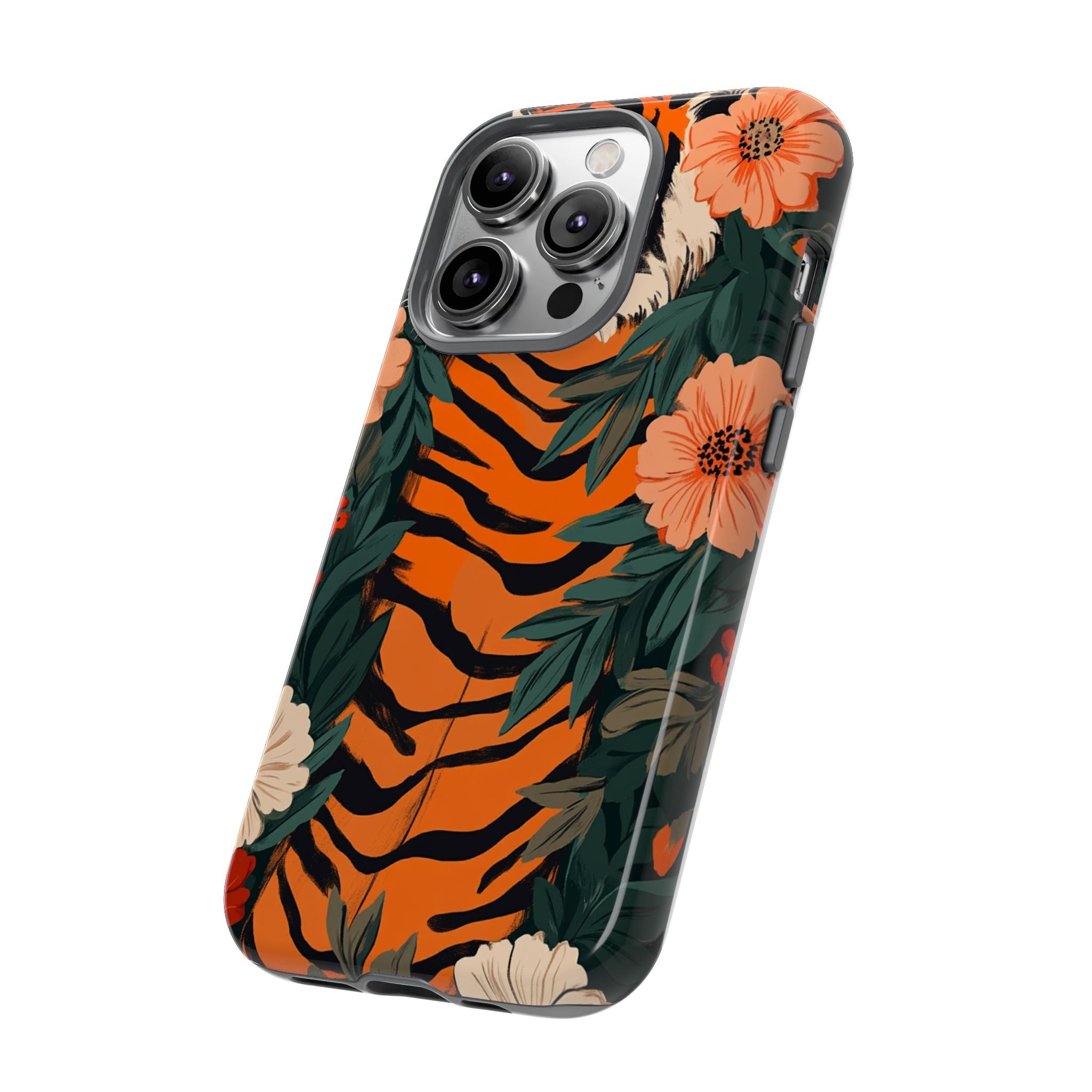 Tough Cases: Floral Tiger Phone Case