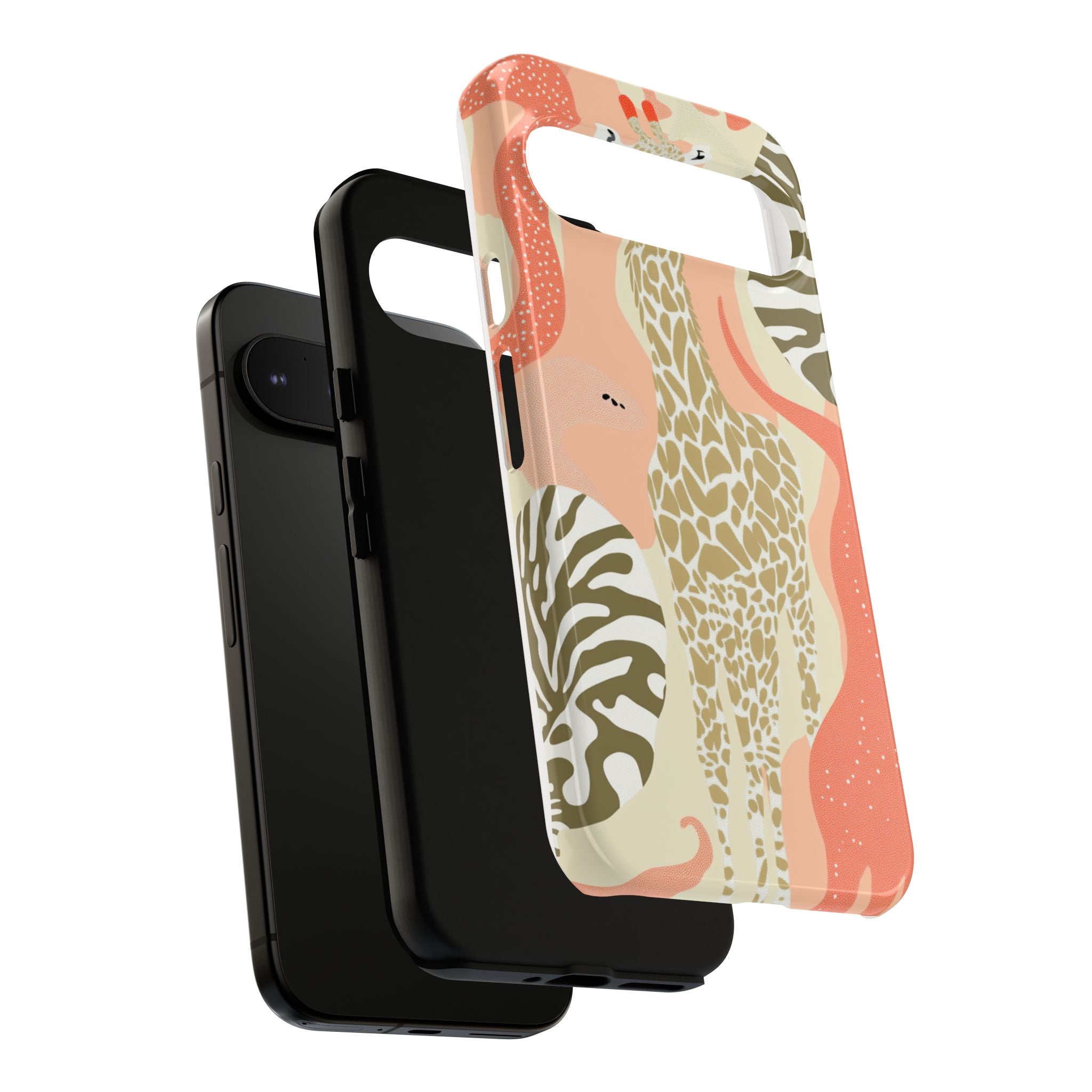 Stylish Phone Case with Giraffe and Abstract Design