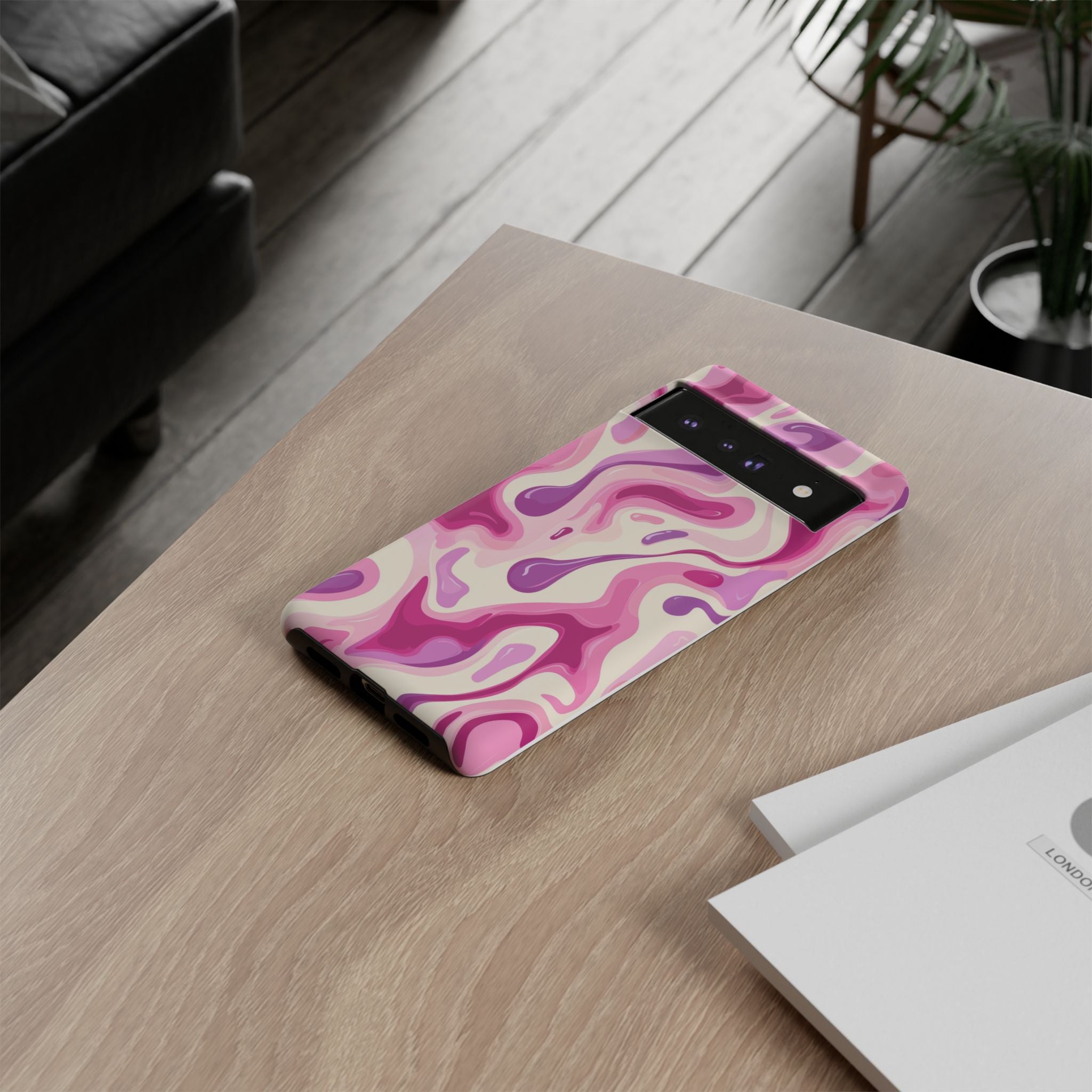 Colorful Phone Case with Abstract Pink Design