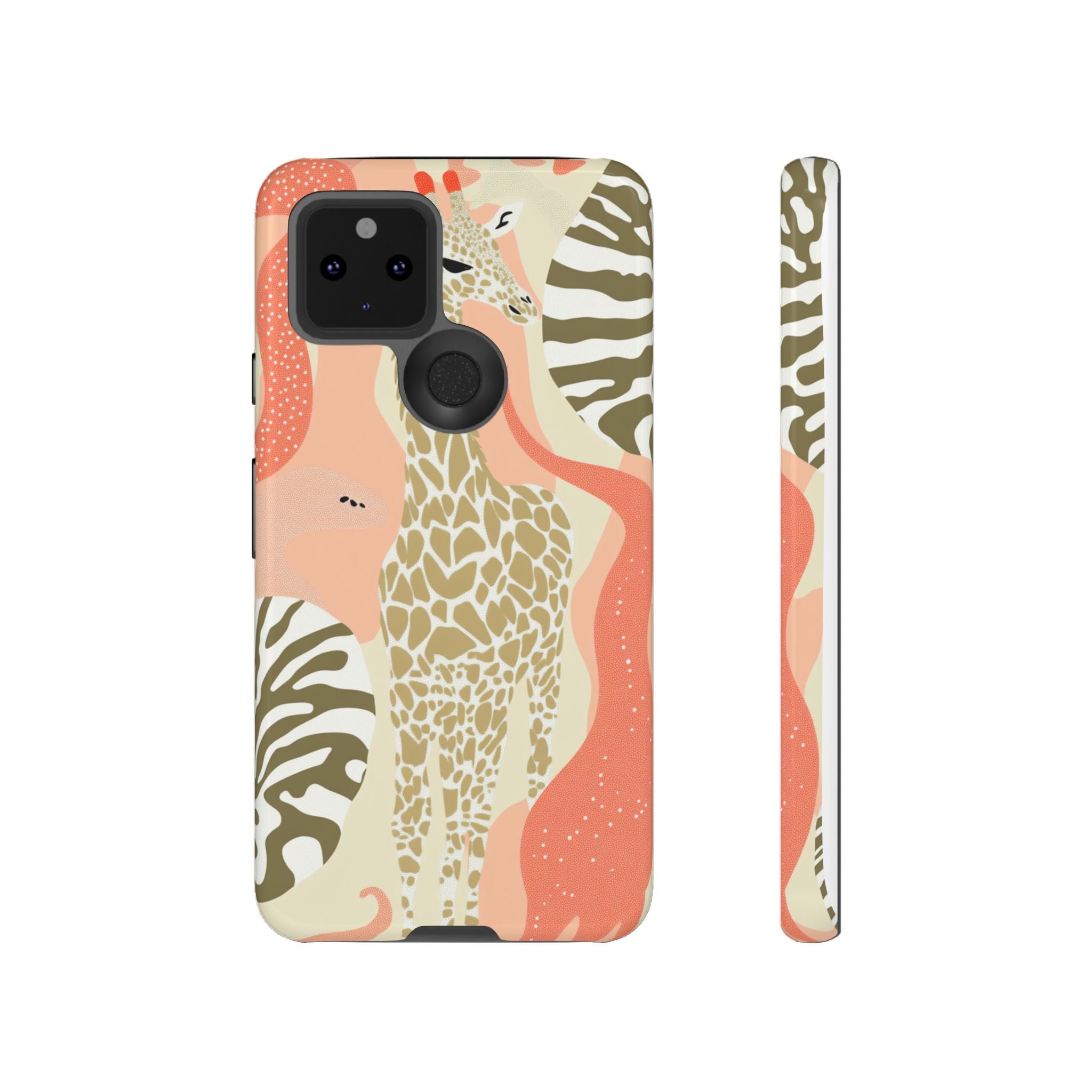 Stylish Phone Case with Giraffe and Abstract Design