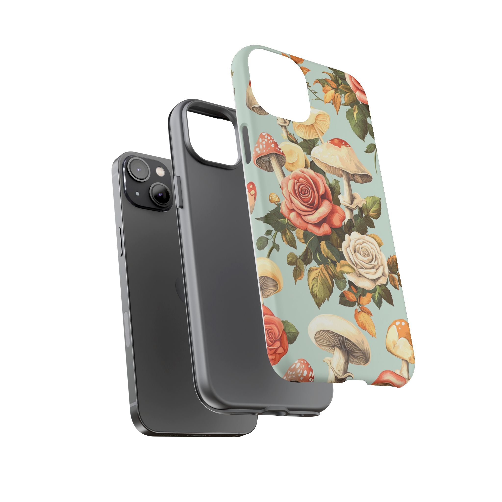Floral Phone Case - Tough Cases with Mushroom and Rose