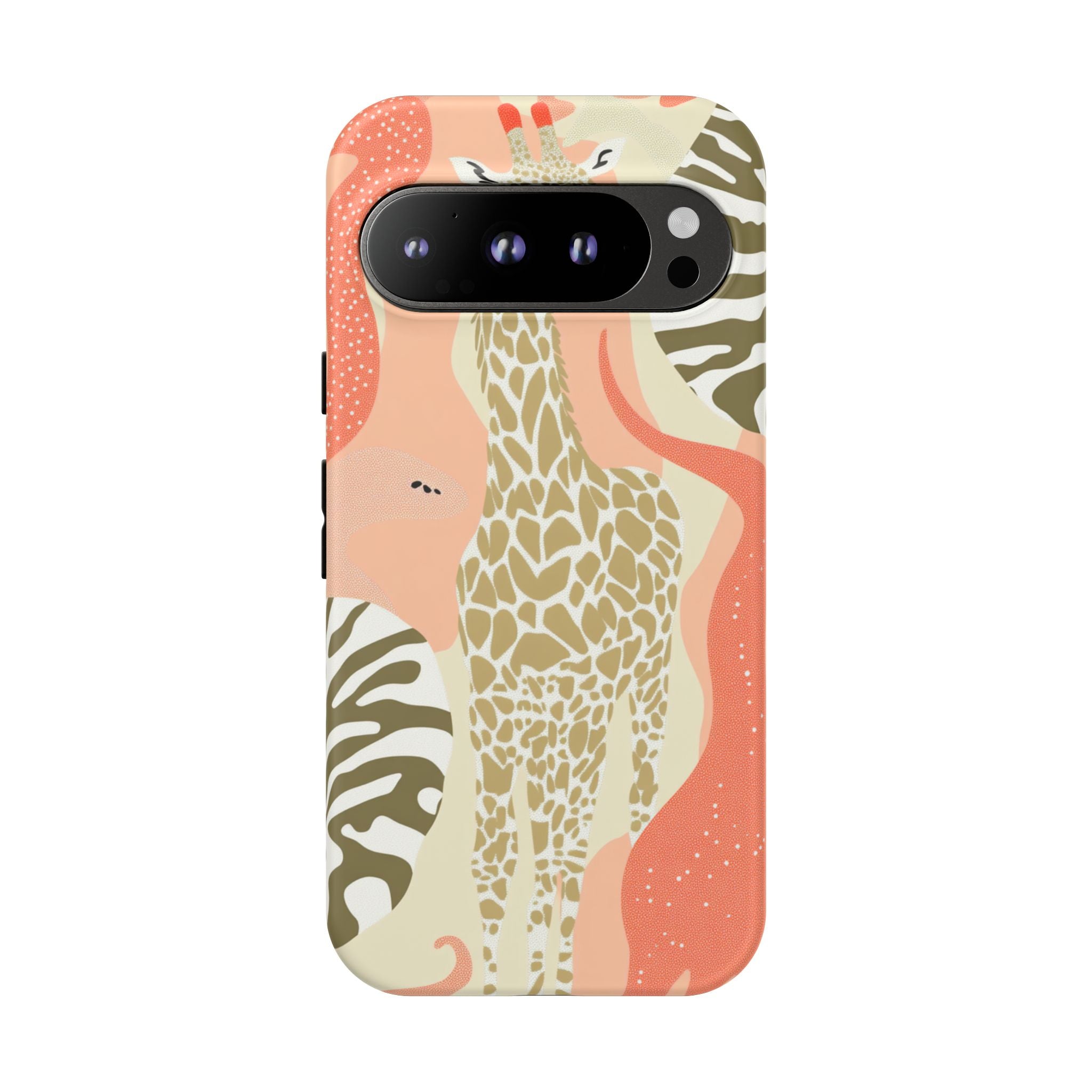 Stylish Phone Case with Giraffe and Abstract Design